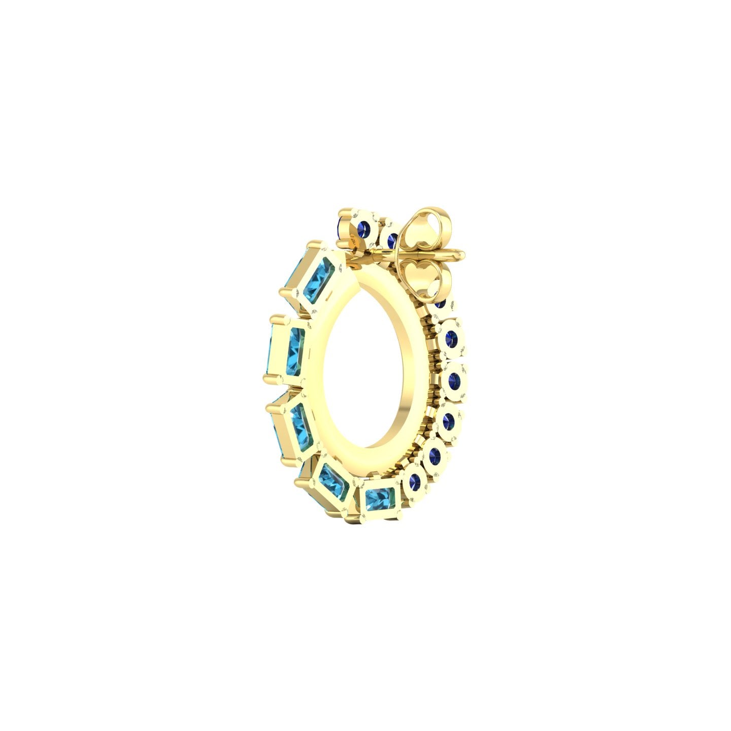 Blue Sapphire London Blue Topaz and Diamond Hoop Earrings