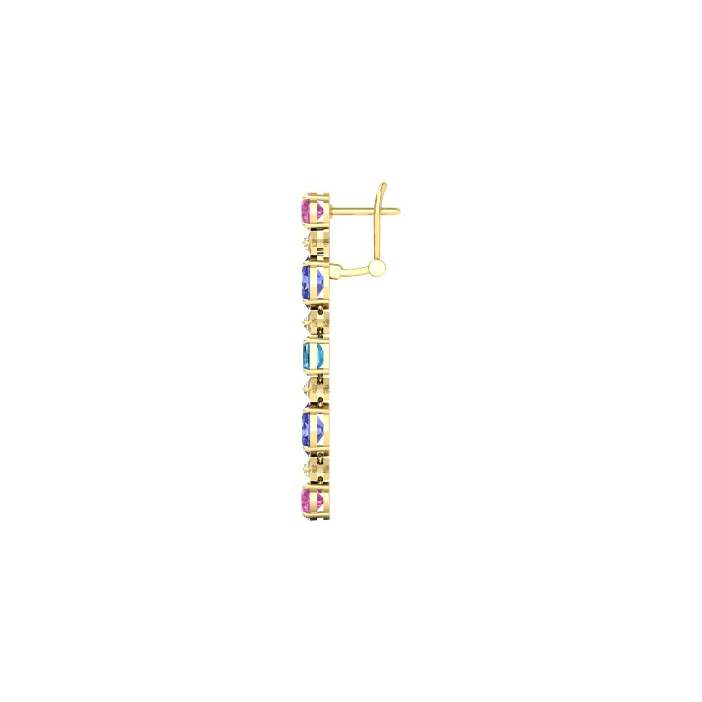 Multi-Stone and Diamond One-of-a-kind Linear Drop Earrings