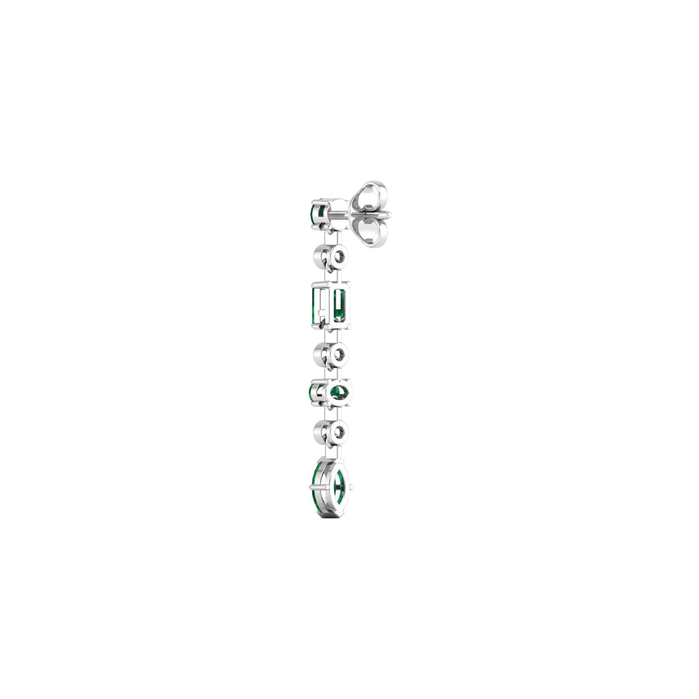 Emerald and Diamond Linear Drop Earrings