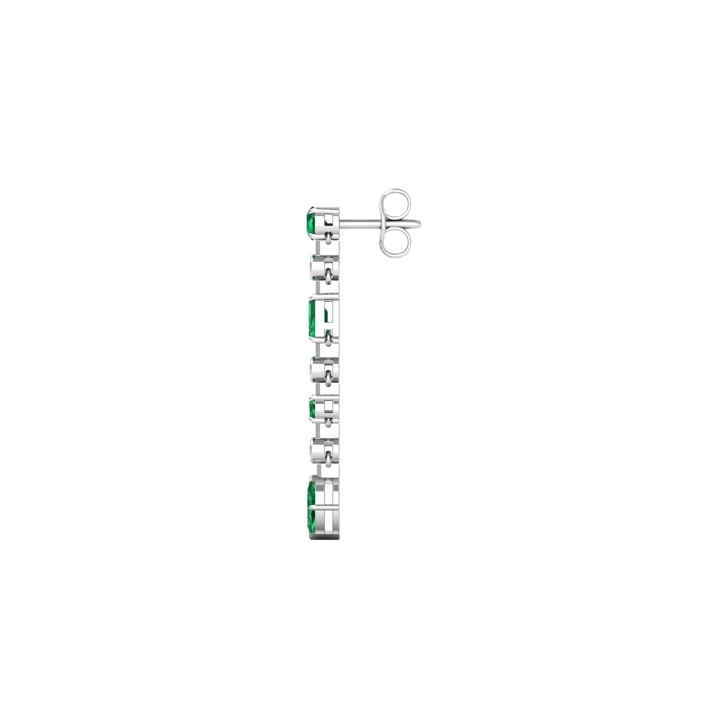 Emerald and Diamond Linear Drop Earrings