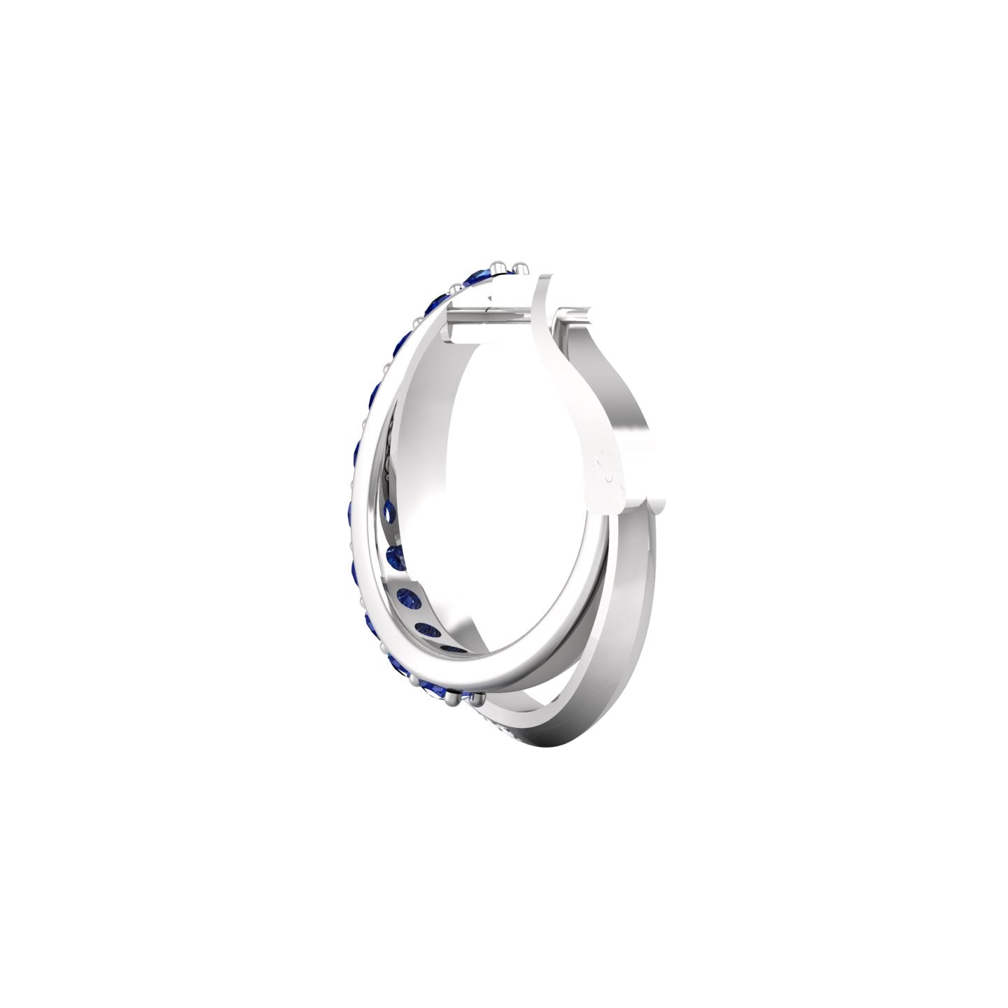 Blue Sapphire and Diamond Crossover Hoop Earrings