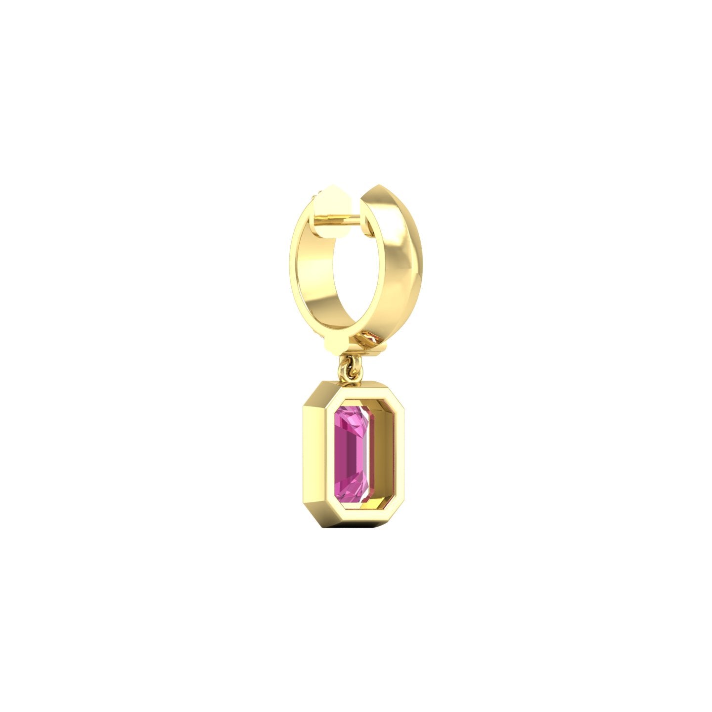 Pink Tourmaline and Diamond Bezel Drop Earrings