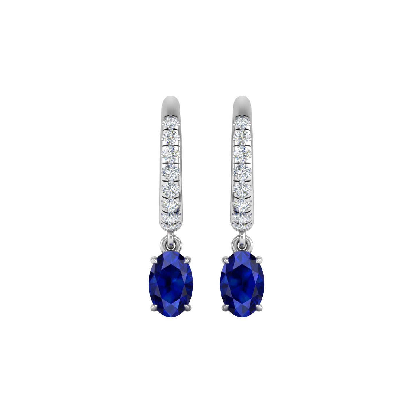 Blue Sapphire and Diamond Drop Earrings