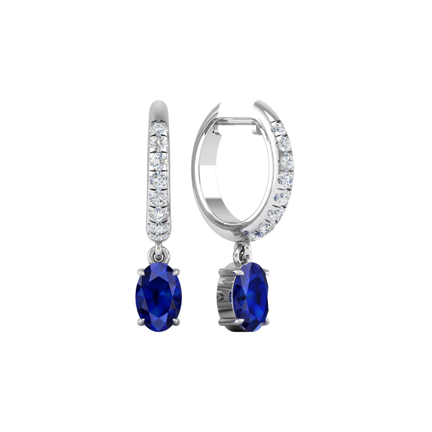 Blue Sapphire and Diamond Drop Earrings