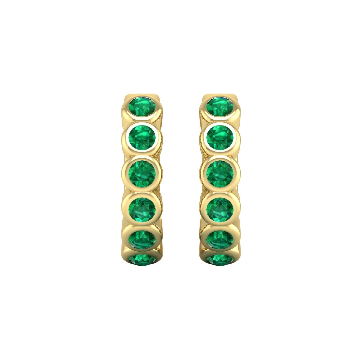 Emerald Bezel Huggie Earrings