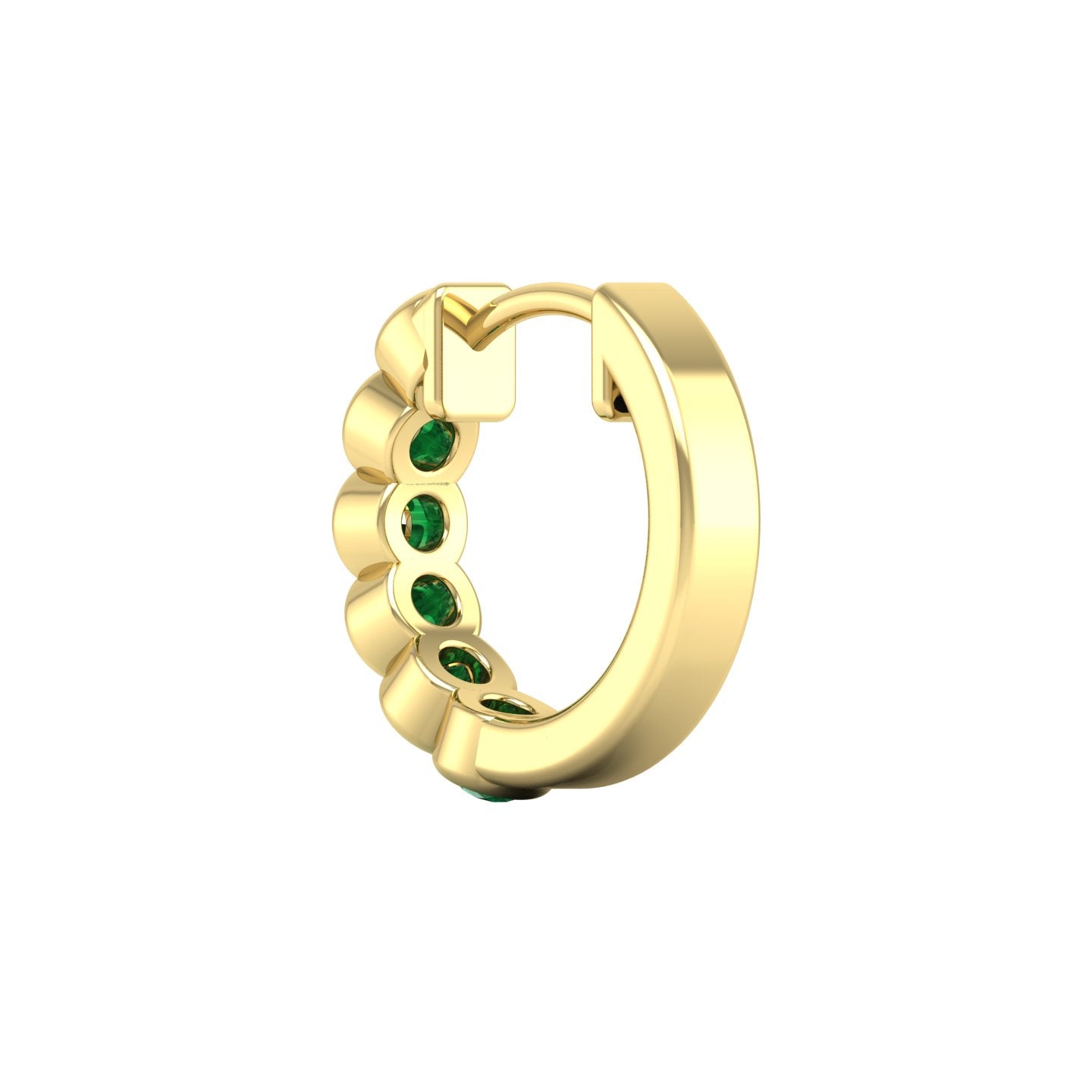 Emerald Bezel Huggie Earrings