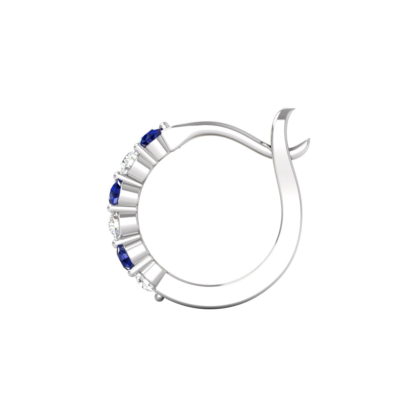 Blue Sapphire and Diamond Alternating Huggie Earrings