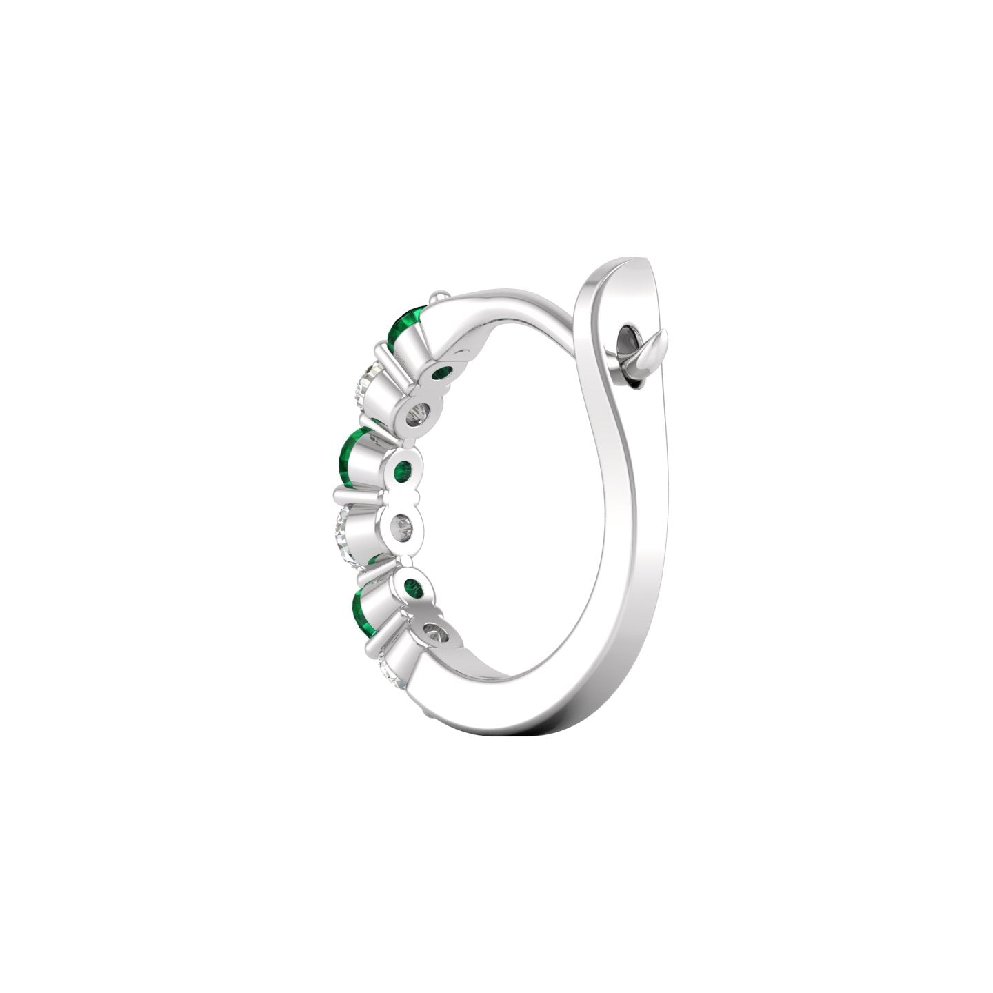 Emerald and Diamond Alternating Huggie Earrings