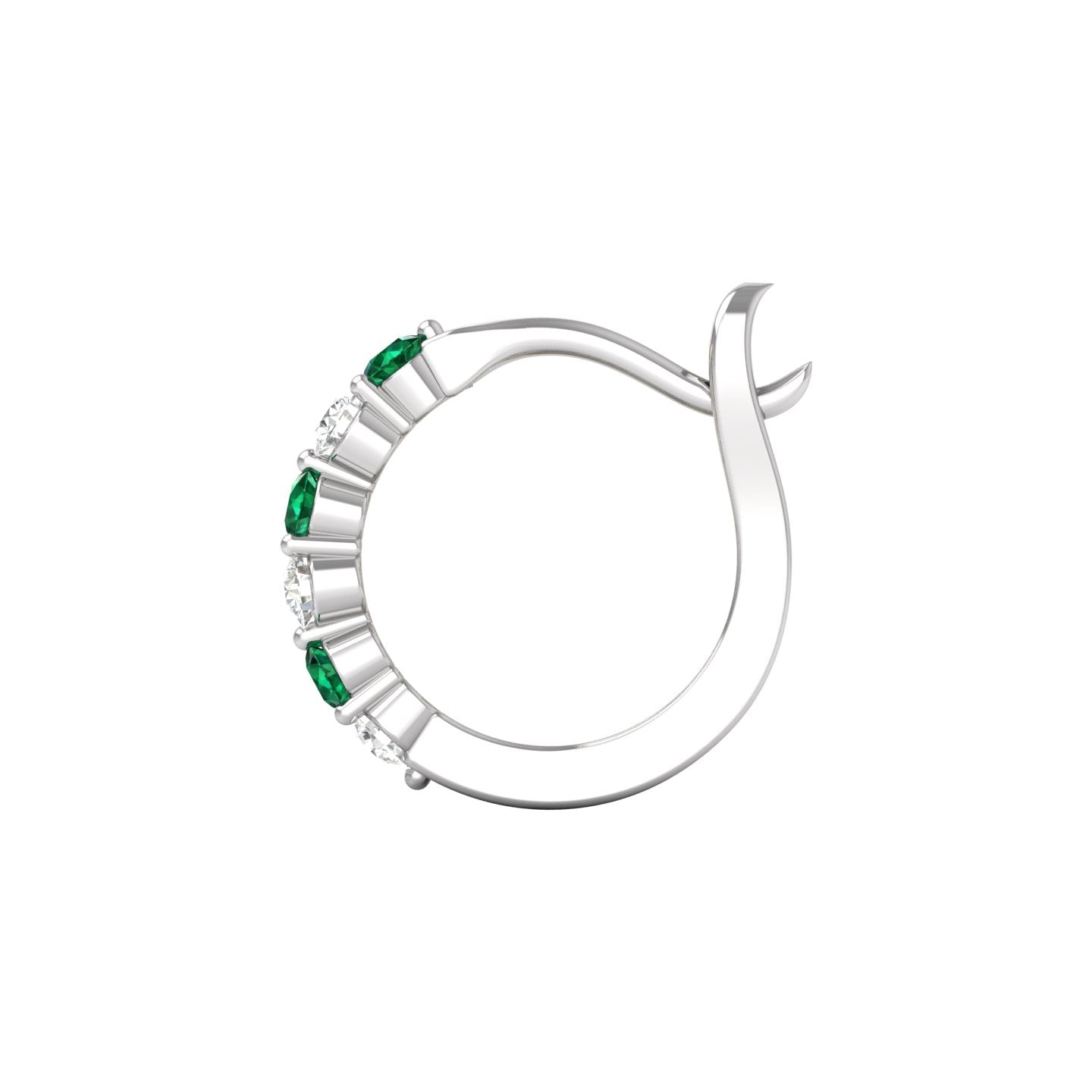 Emerald and Diamond Alternating Huggie Earrings