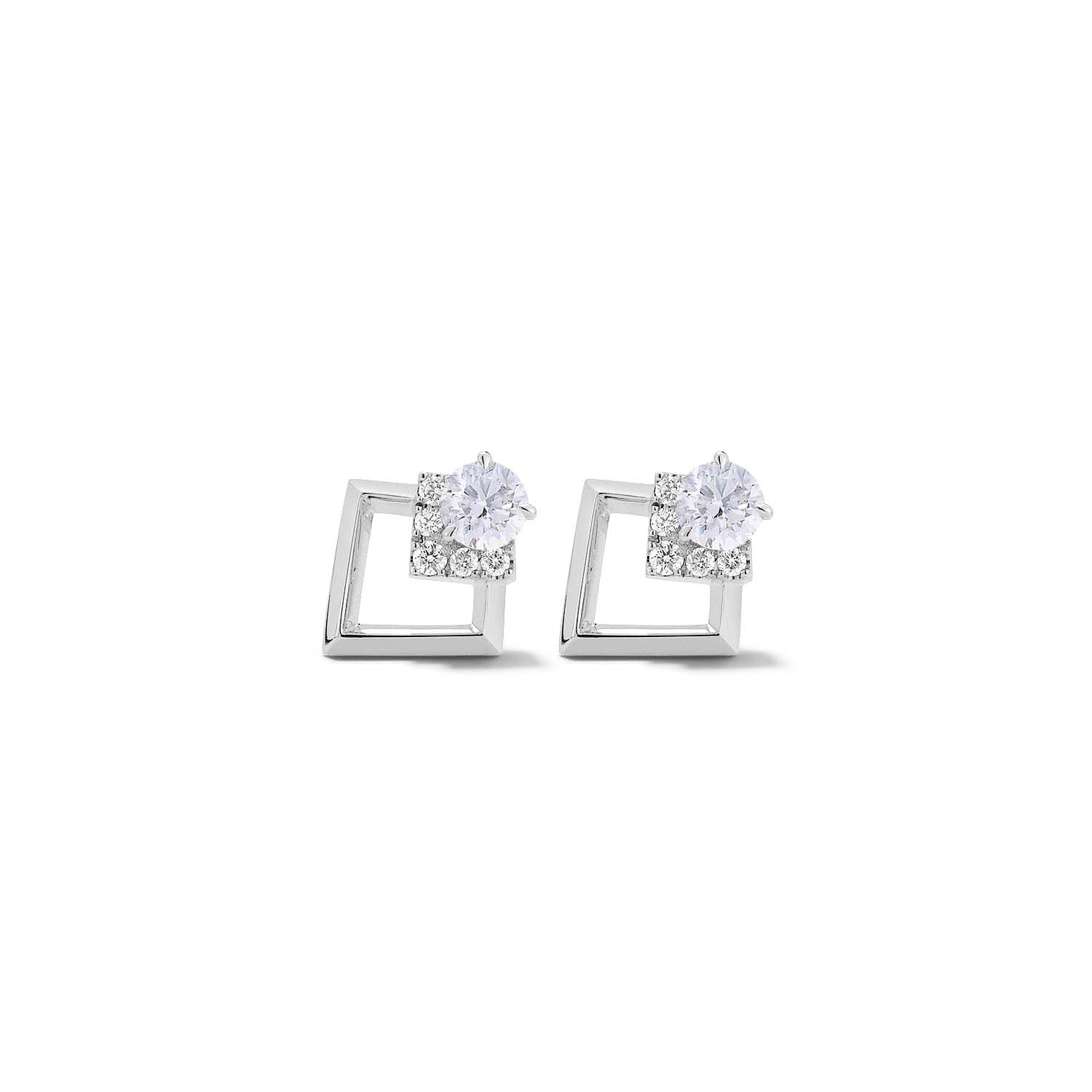 Diamond Geometric Stud Earrings