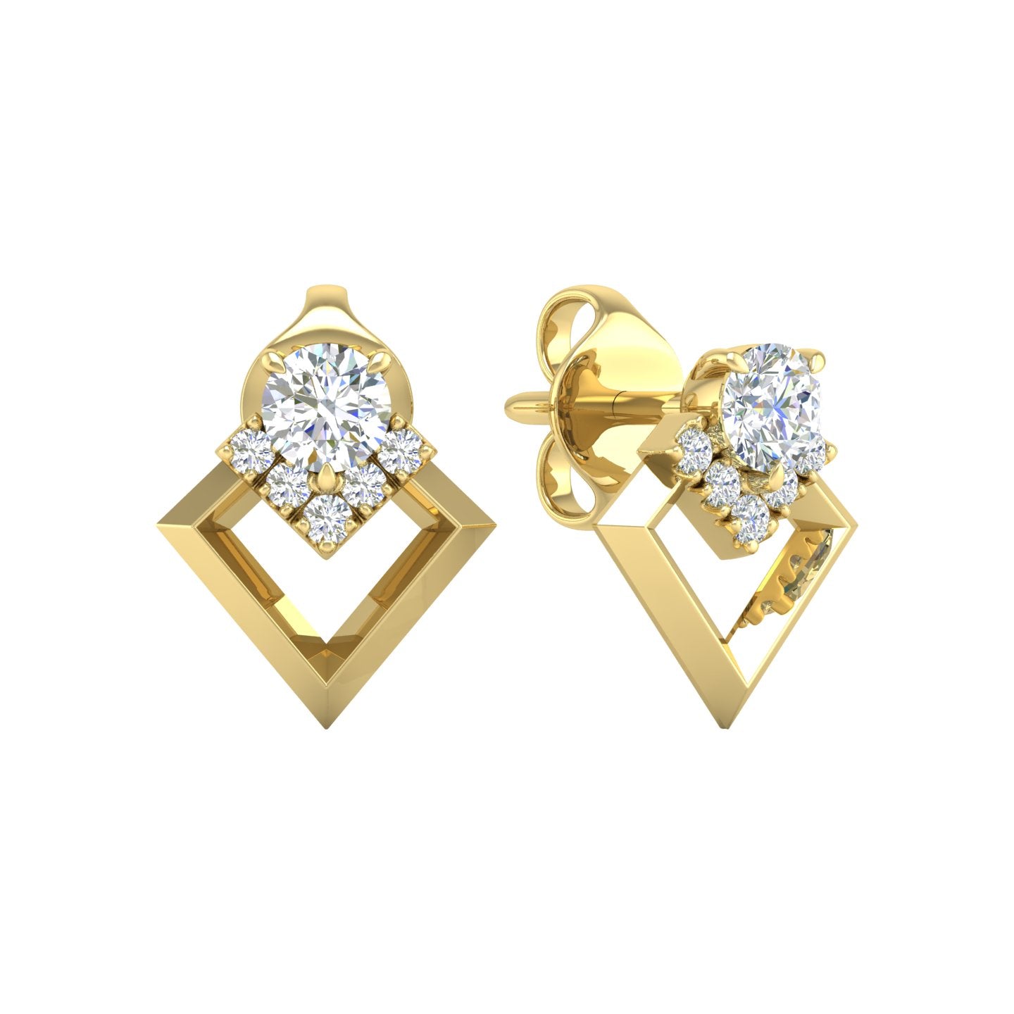 Diamond Geometric Stud Earrings