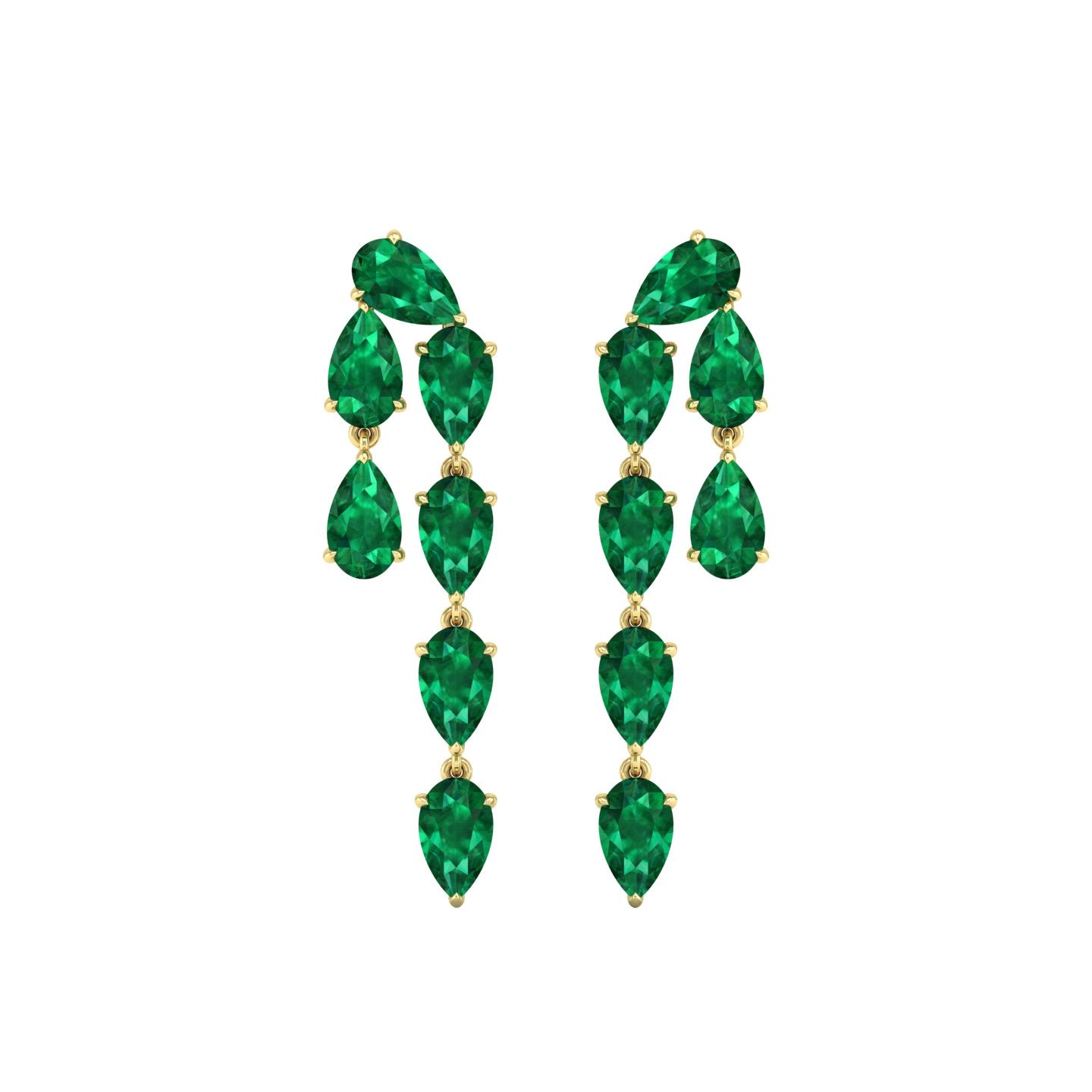 Emerald Double Linear Drop Earrings