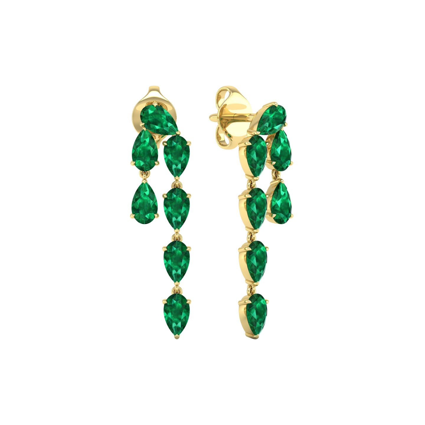 Emerald Double Linear Drop Earrings