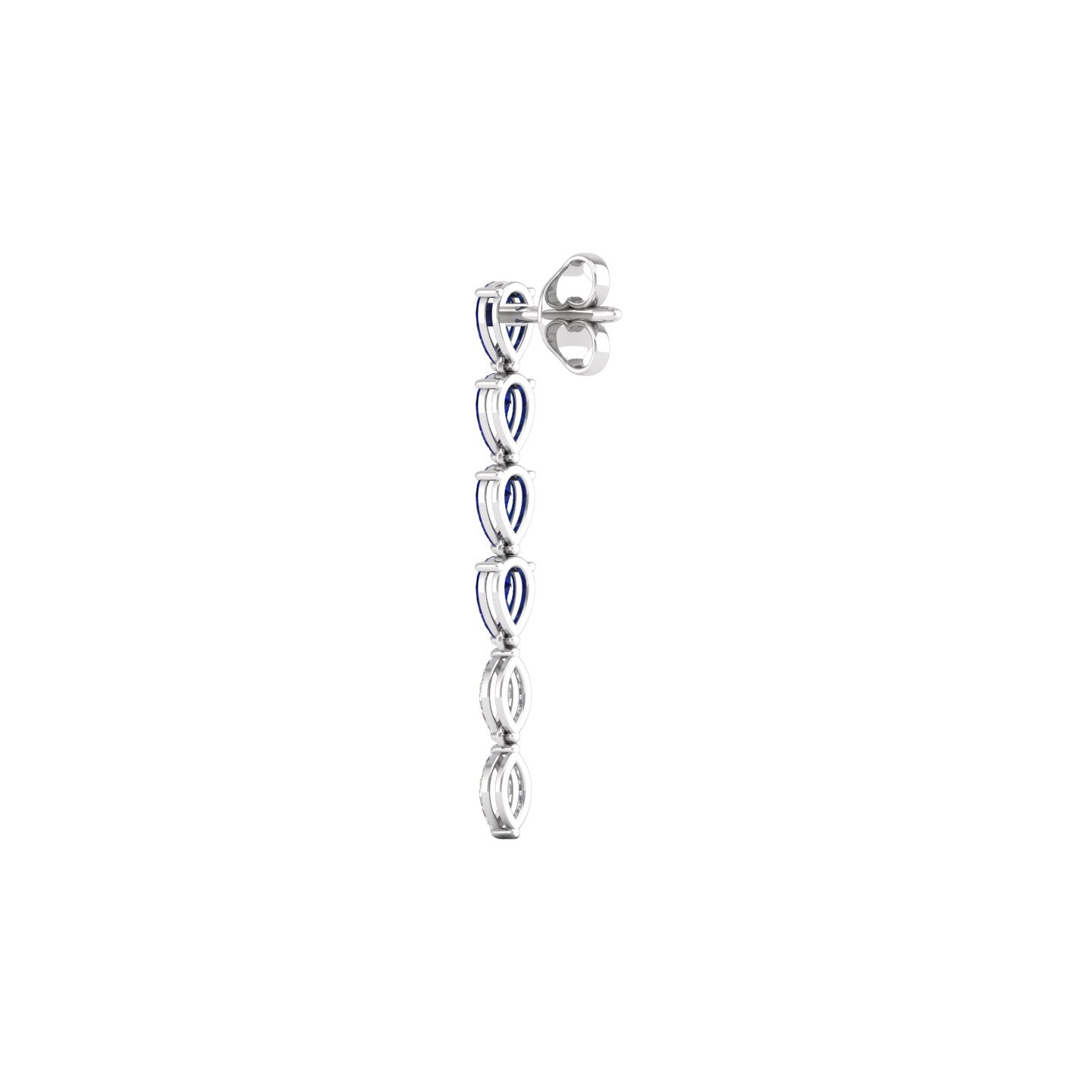 Blue Sapphire and Diamond Linear Drop Earrings