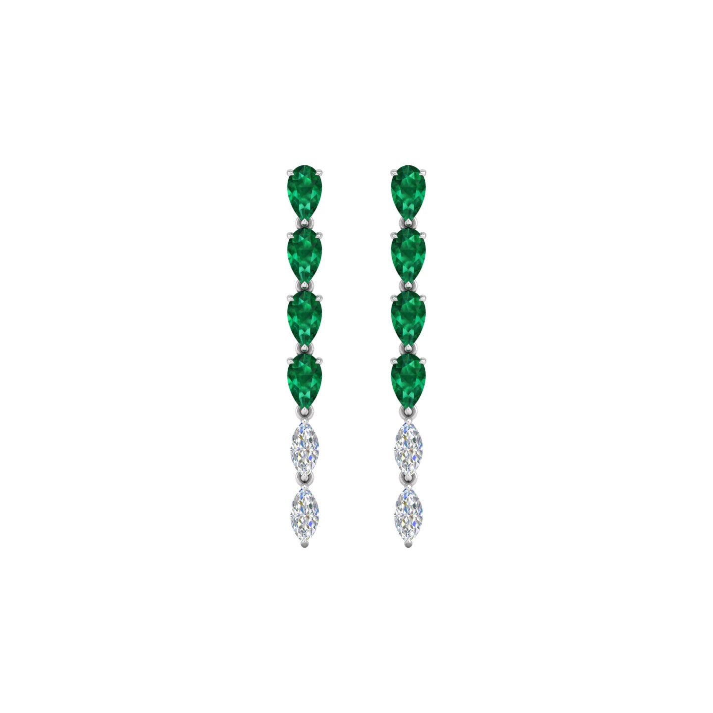 Emerald and Diamond Linear Drop Earrings