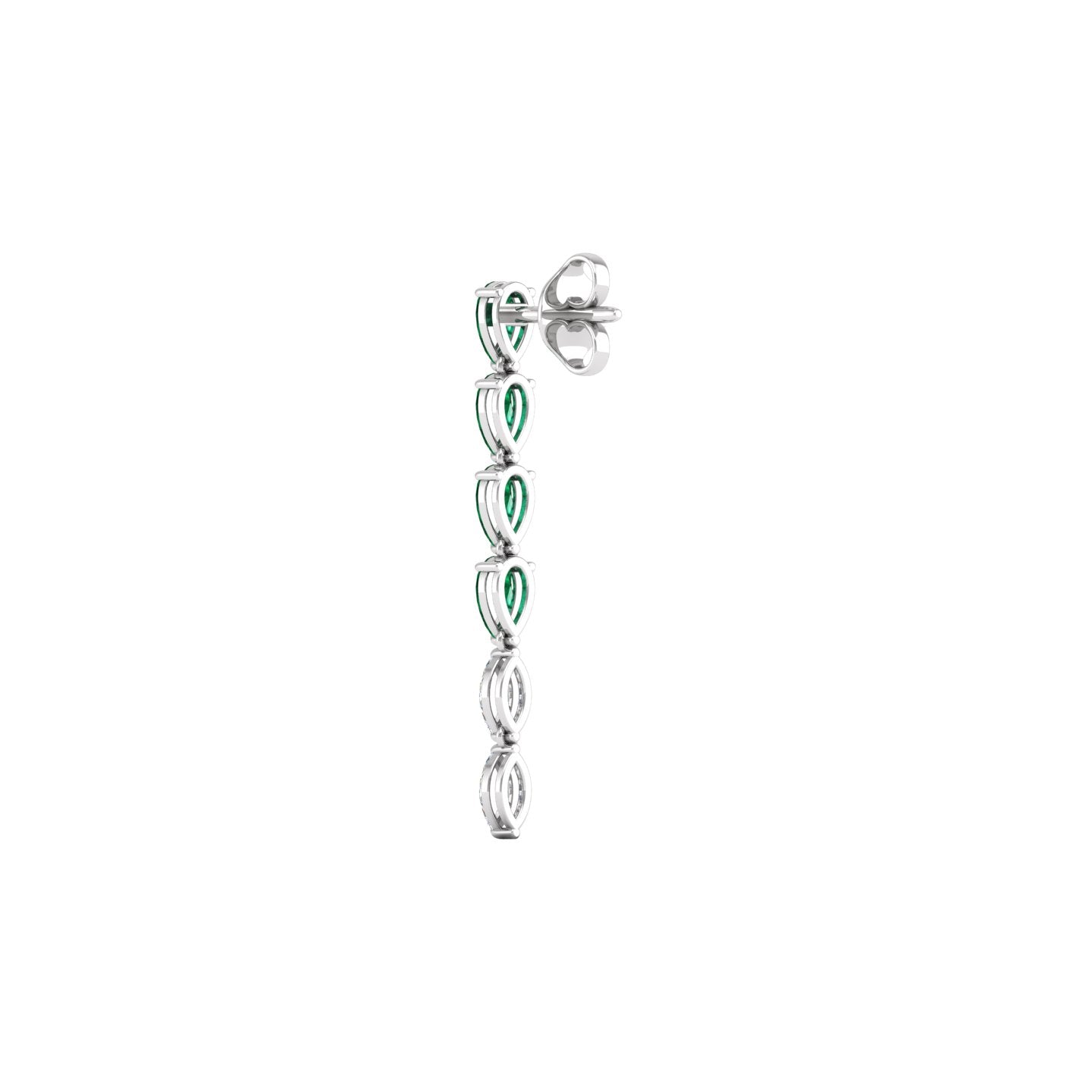 Emerald and Diamond Linear Drop Earrings