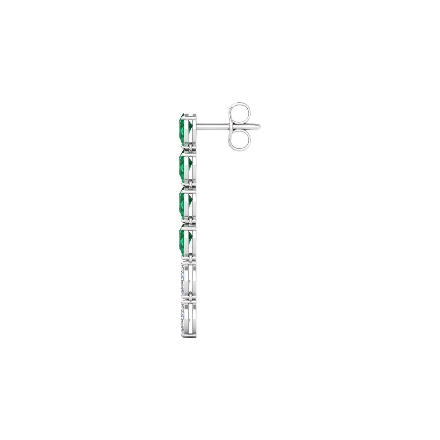 Emerald and Diamond Linear Drop Earrings