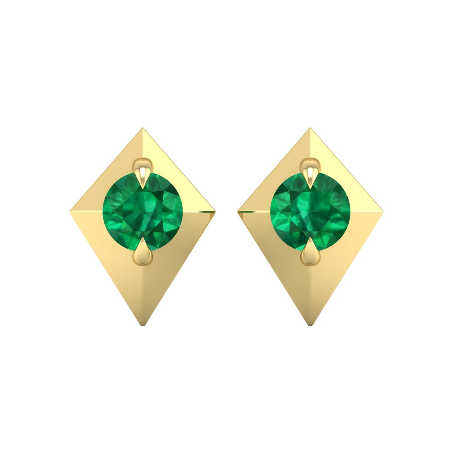 Emerald Geometric Stud Earrings