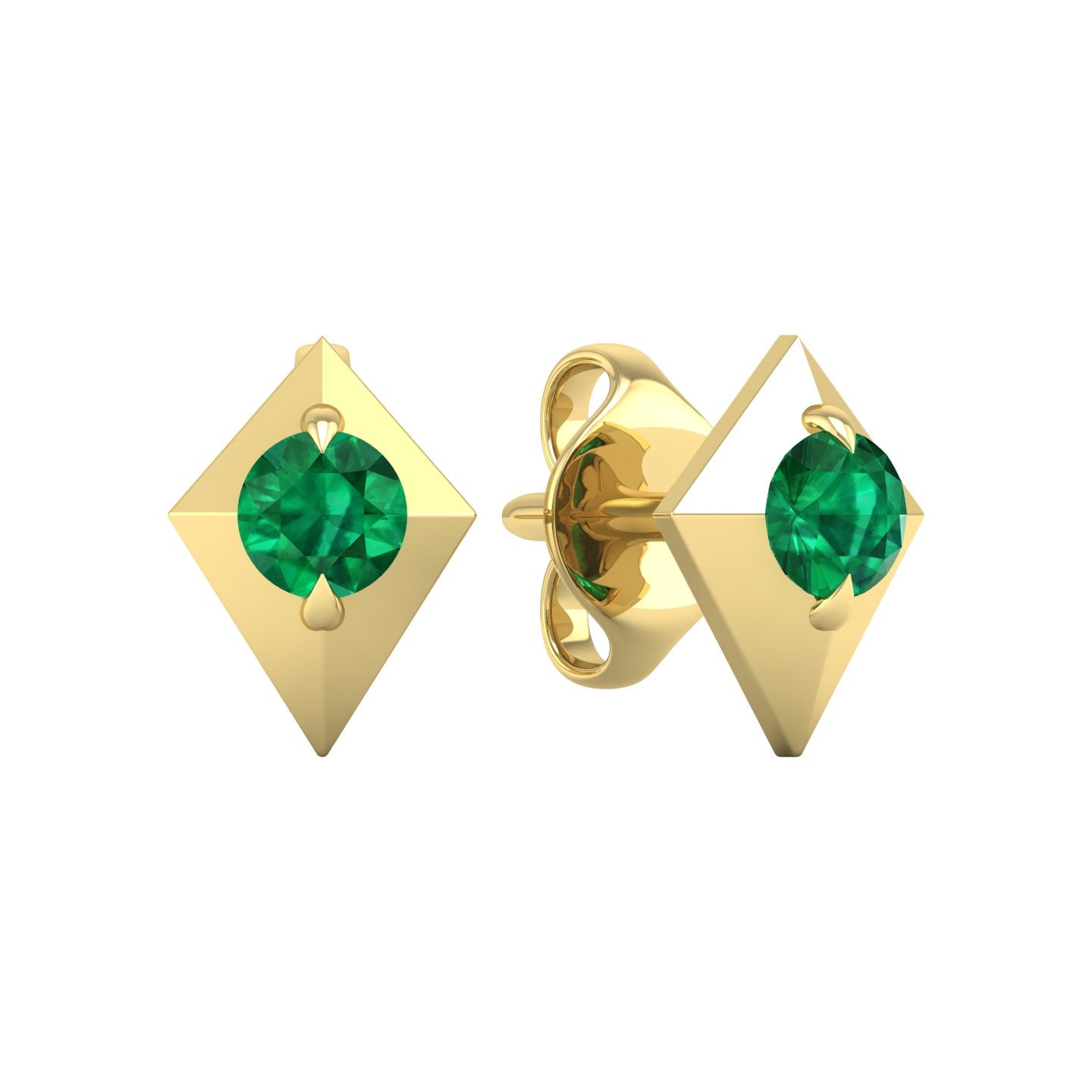 Emerald Geometric Stud Earrings