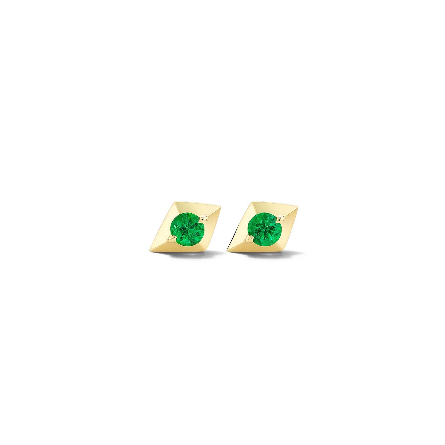 Emerald Geometric Stud Earrings