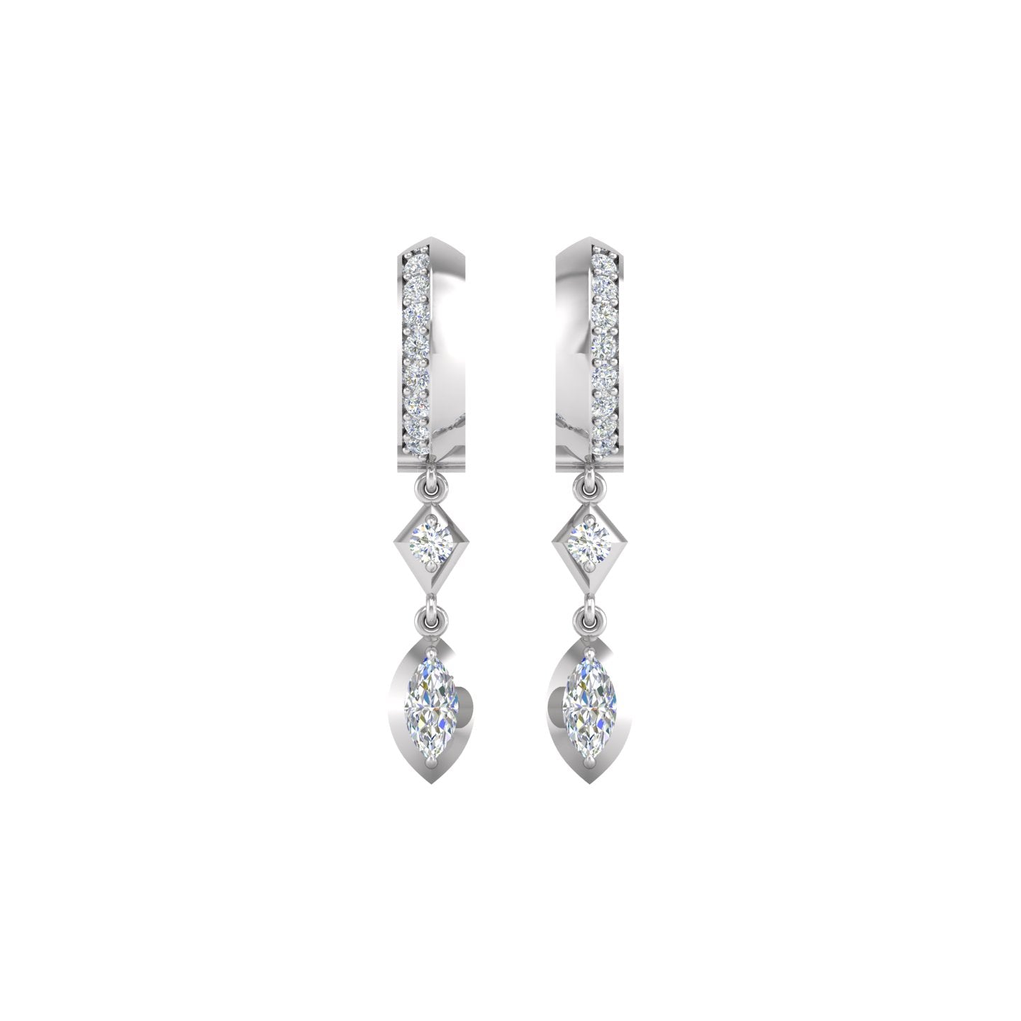 Diamond Bezel Drop Earrings