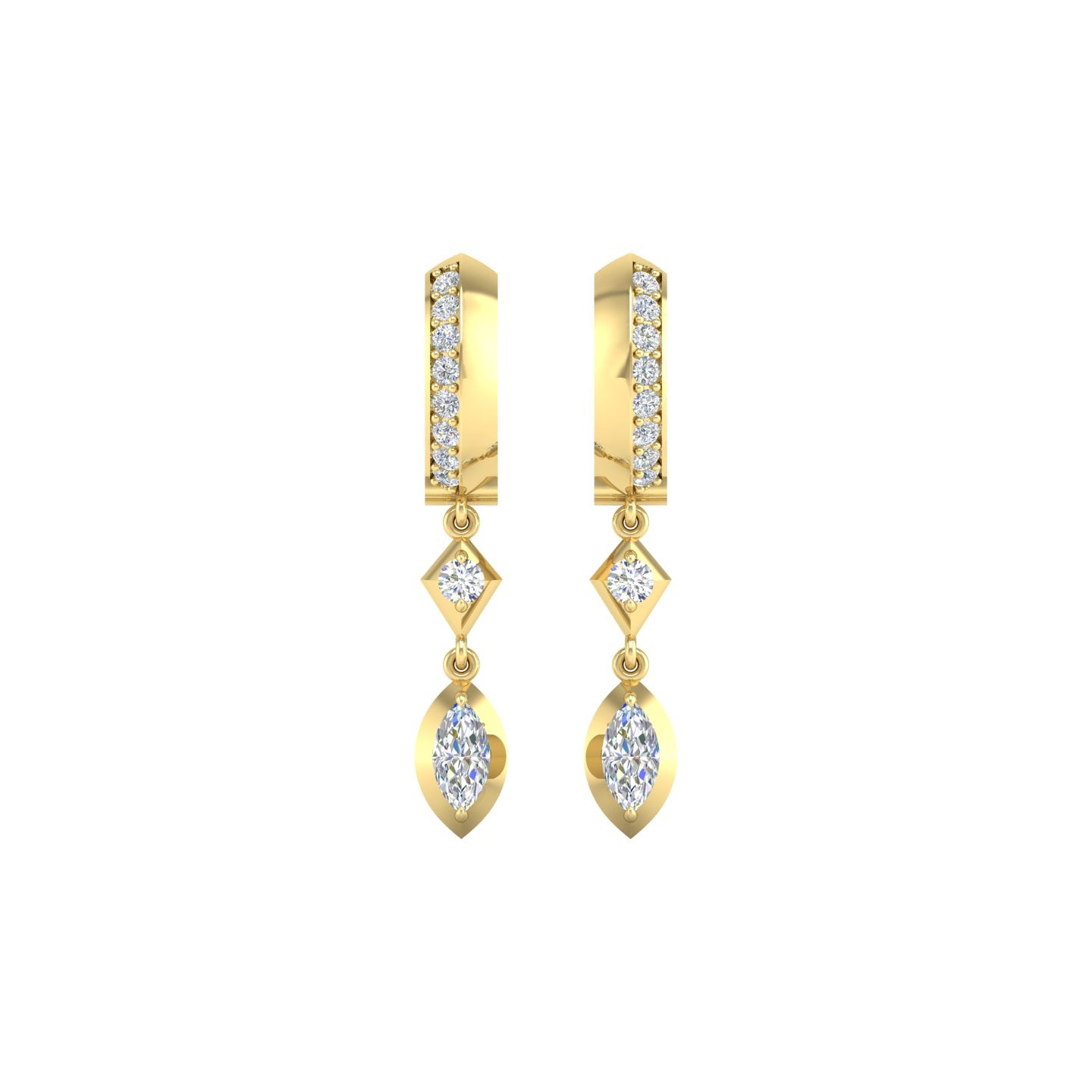 Diamond Bezel Drop Earrings