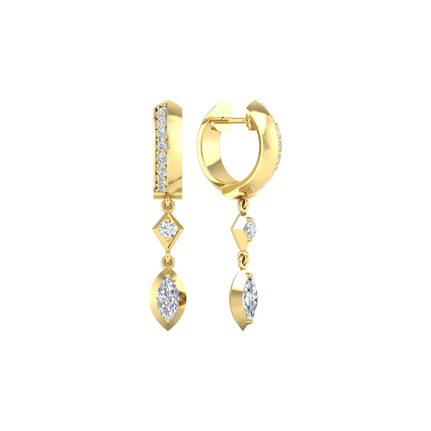 Diamond Bezel Drop Earrings