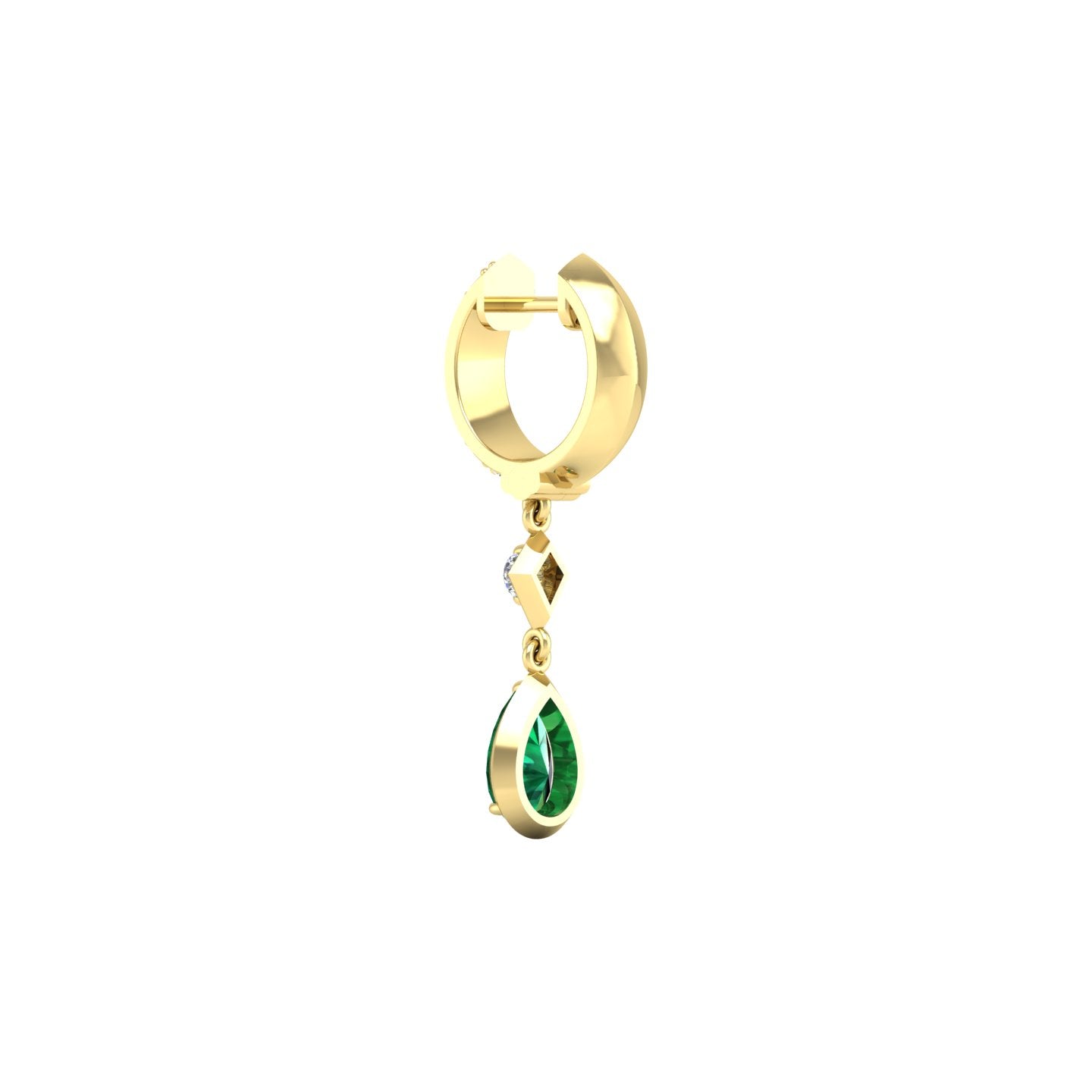 Emerald and Diamond Bezel Drop Earrings