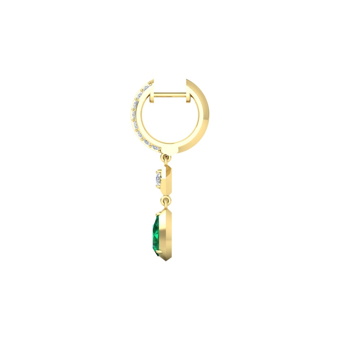 Emerald and Diamond Bezel Drop Earrings