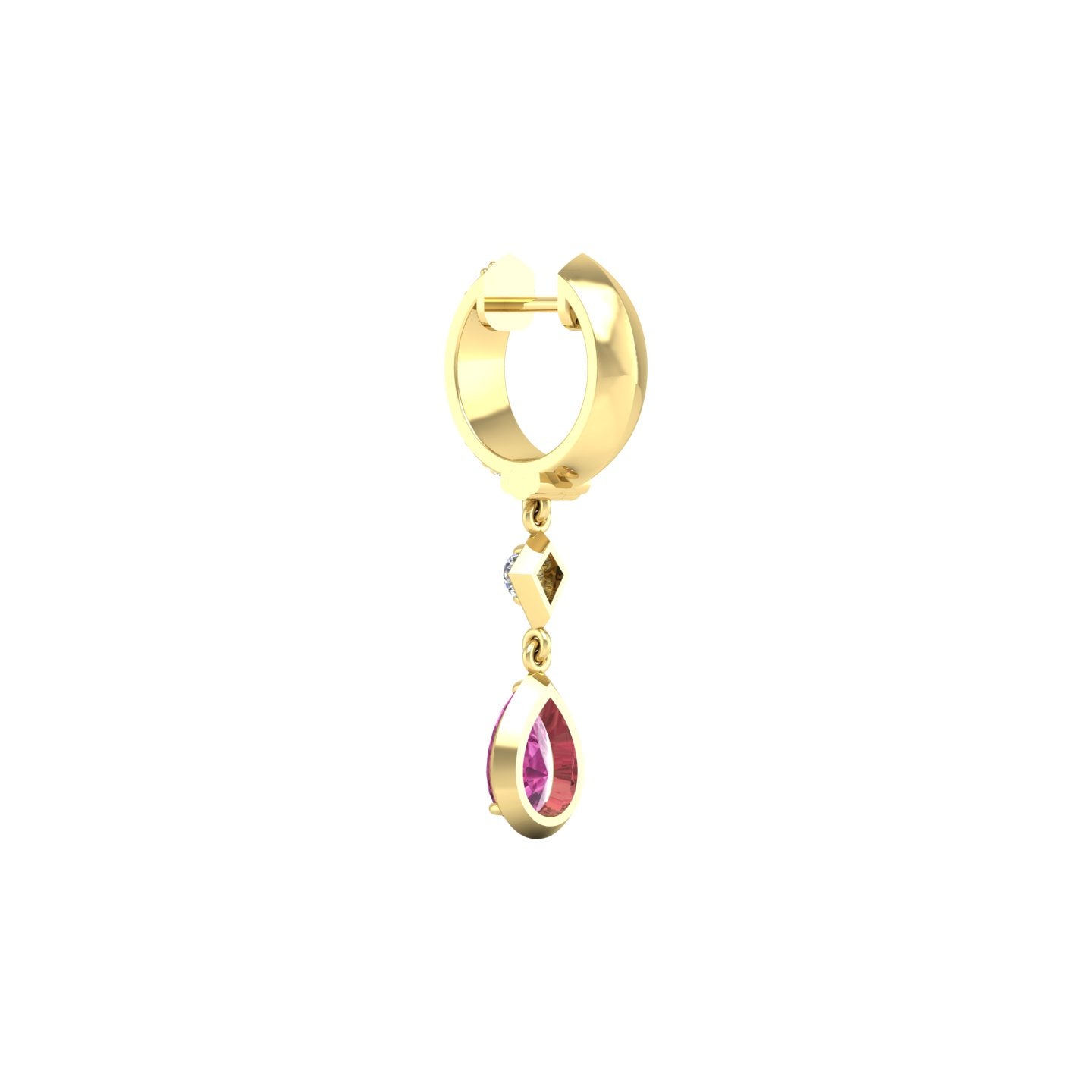 Pink Sapphire and Diamond Bezel Drop Earrings