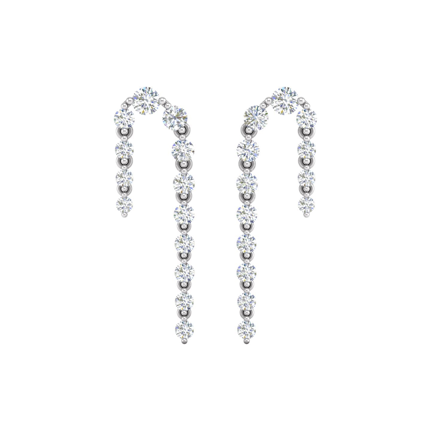 Diamond Double Linear Drop Earrings