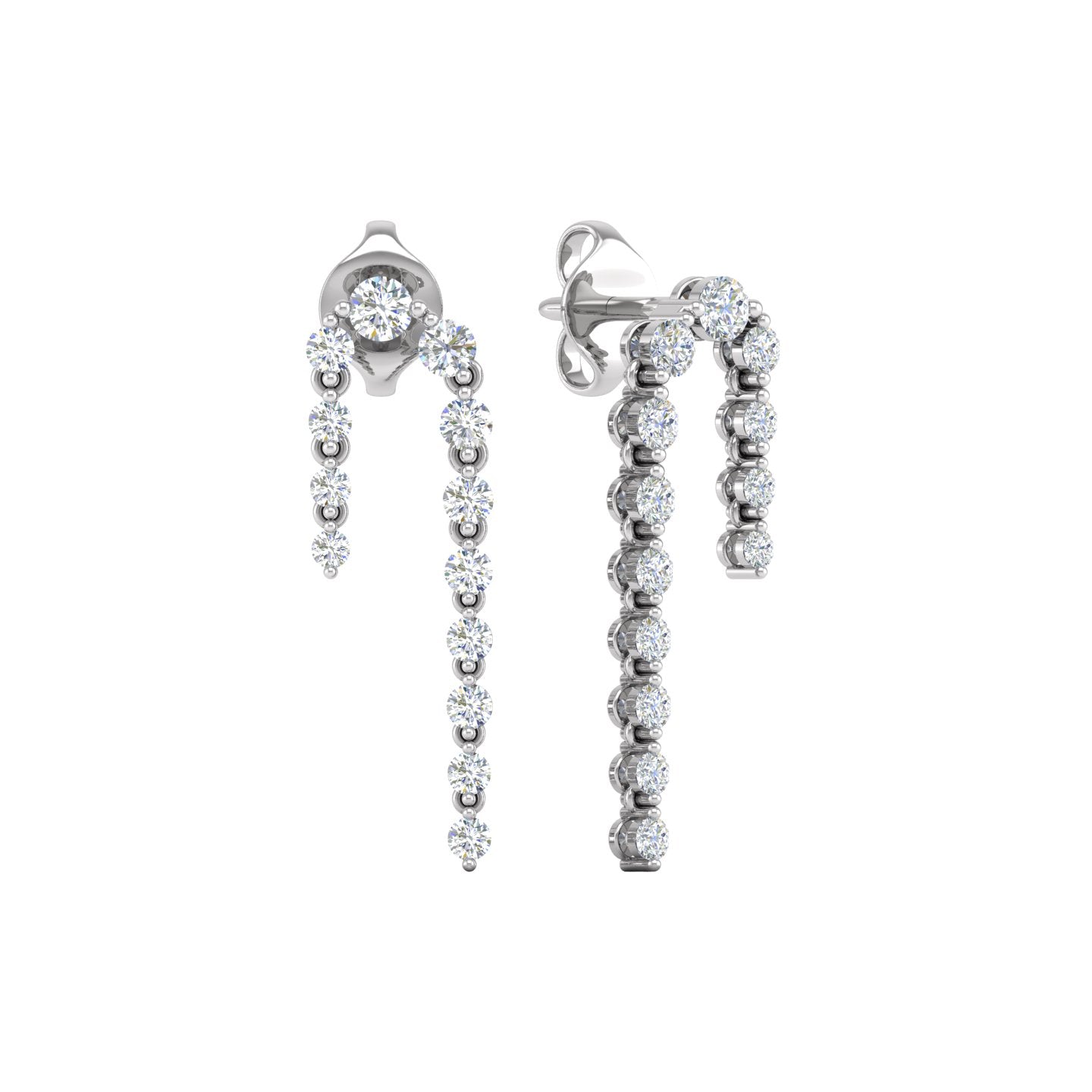 Diamond Double Linear Drop Earrings