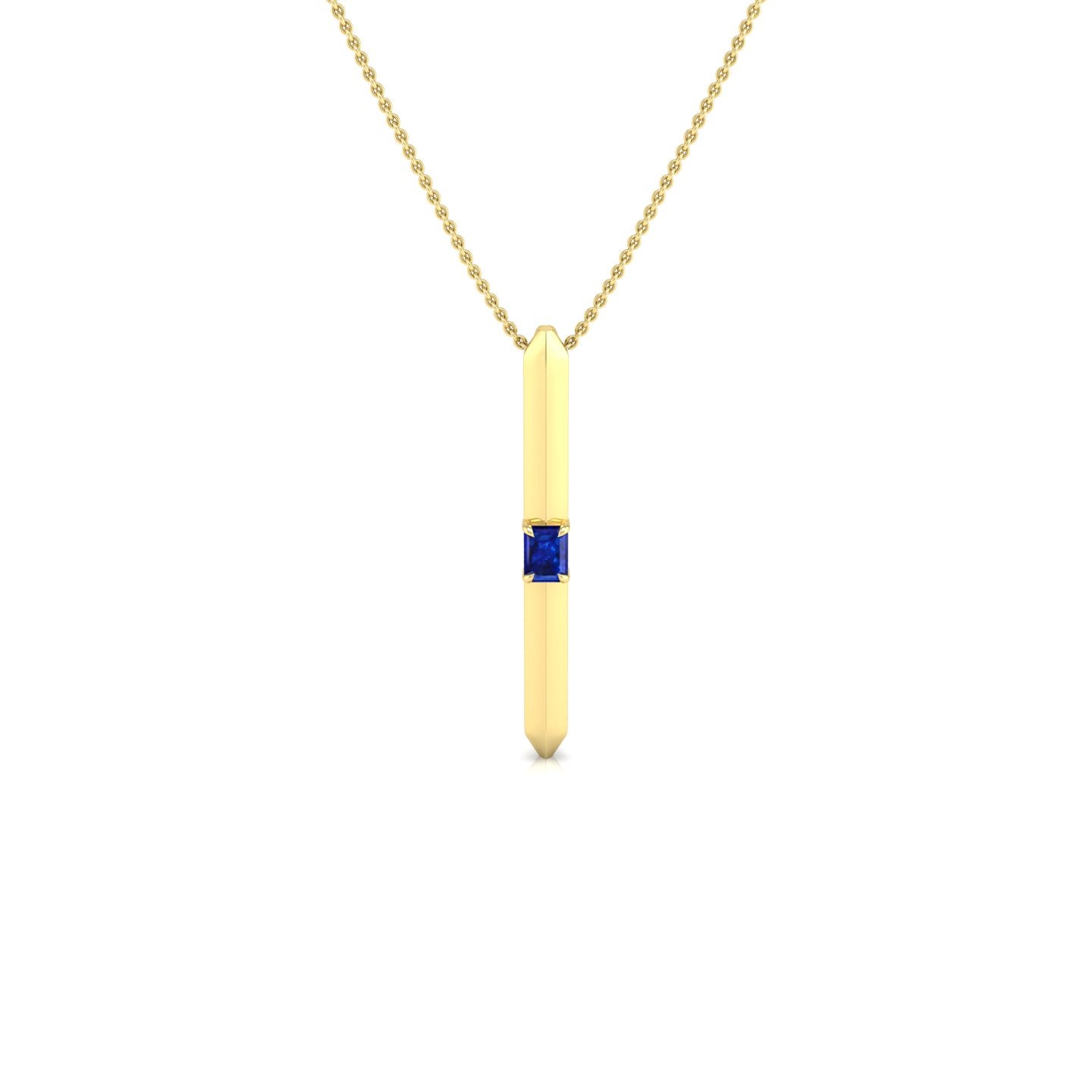 Blue Sapphire Vertical Bar Pendant