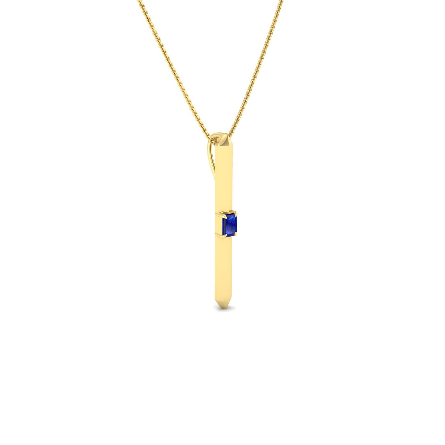 Blue Sapphire Vertical Bar Pendant