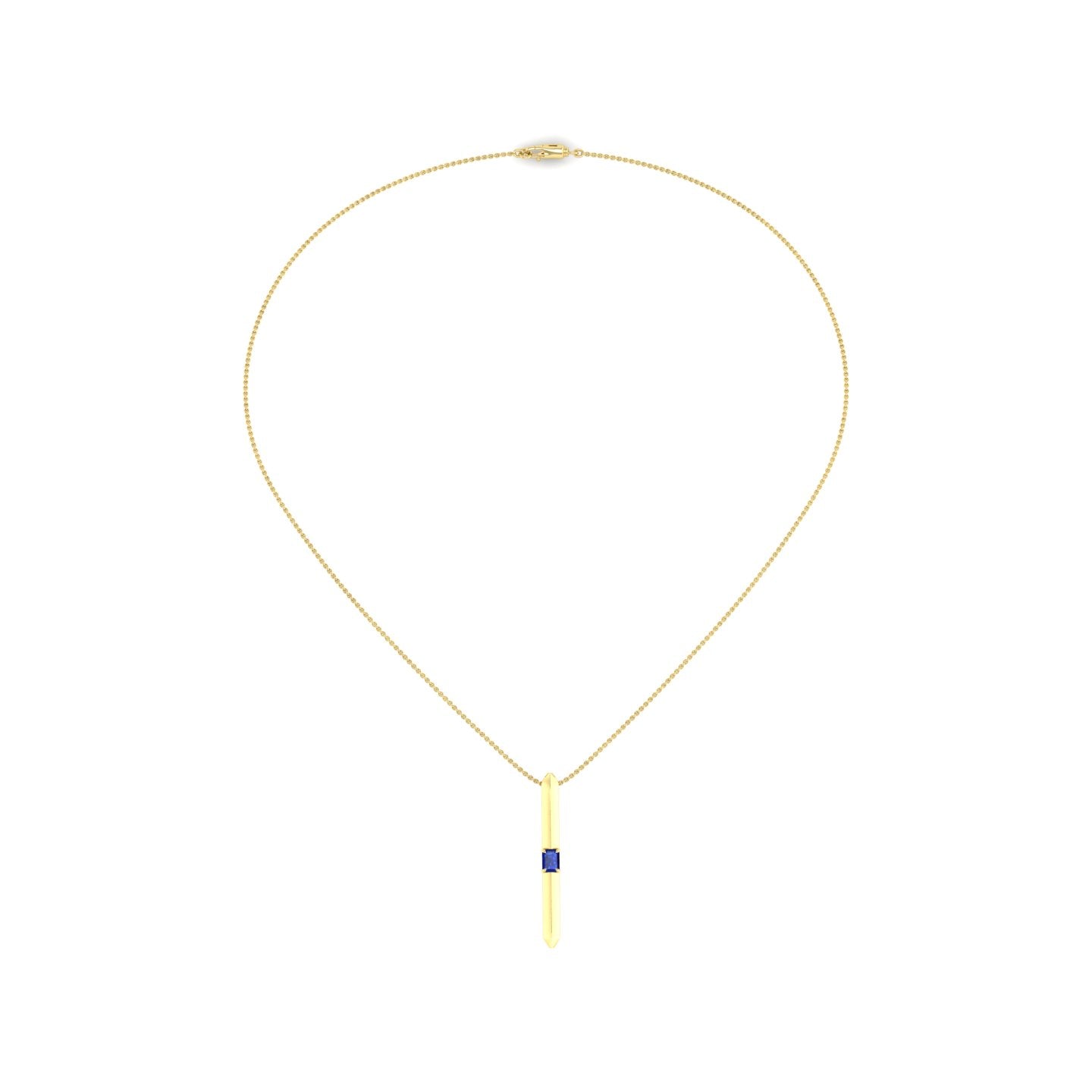 Blue Sapphire Vertical Bar Pendant