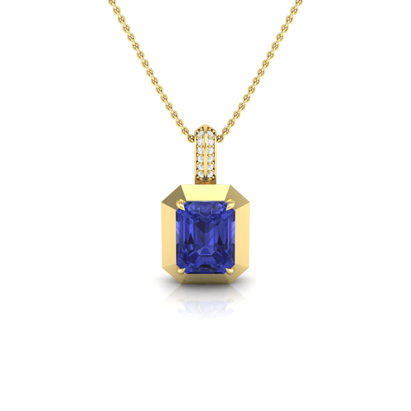 Tanzanite and Diamond Bezel Pendant