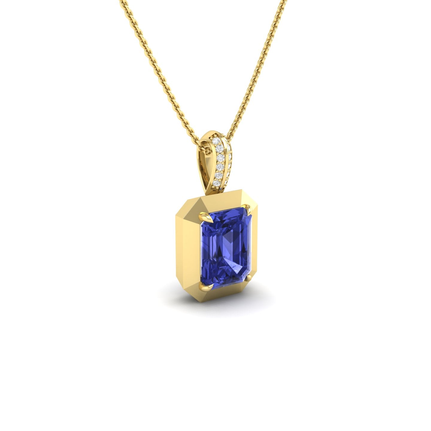 Tanzanite and Diamond Bezel Pendant