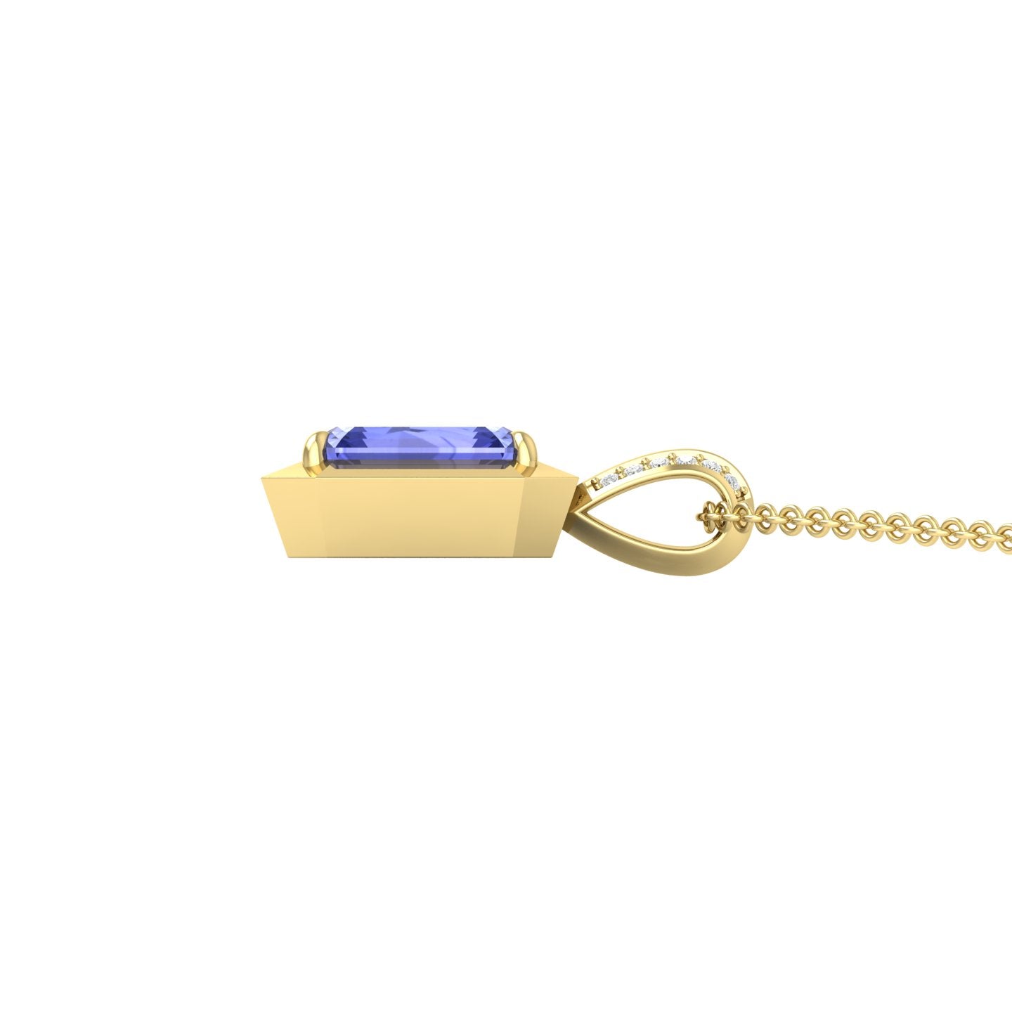 Tanzanite and Diamond Bezel Pendant