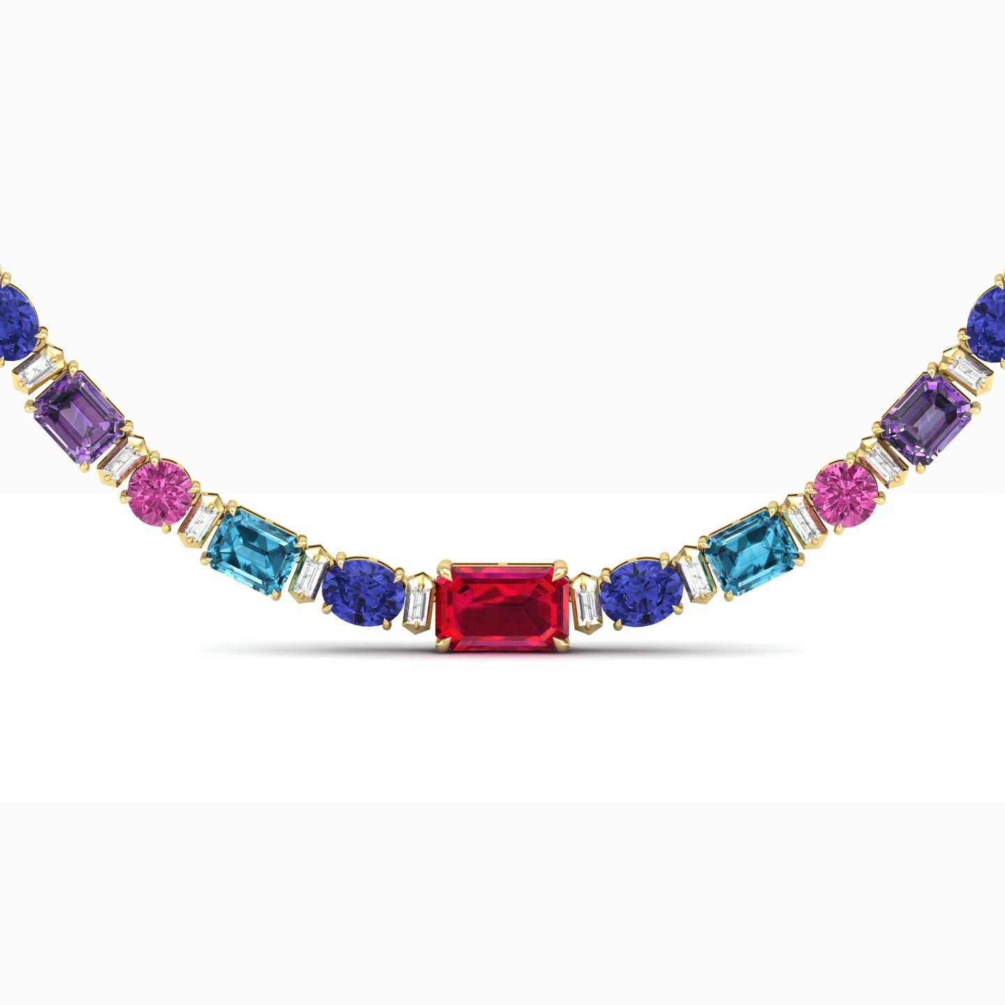 Rubellite, Multi-Stone, and Diamond Eternity Necklace