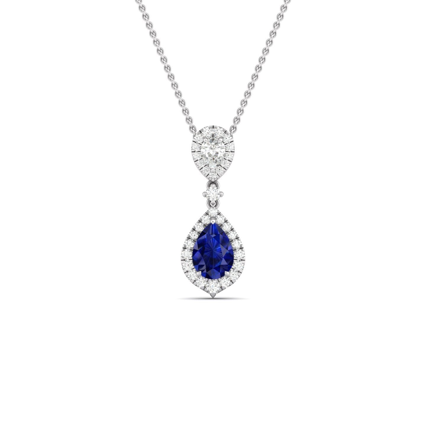 Blue Sapphire and Diamond Halo Pendant