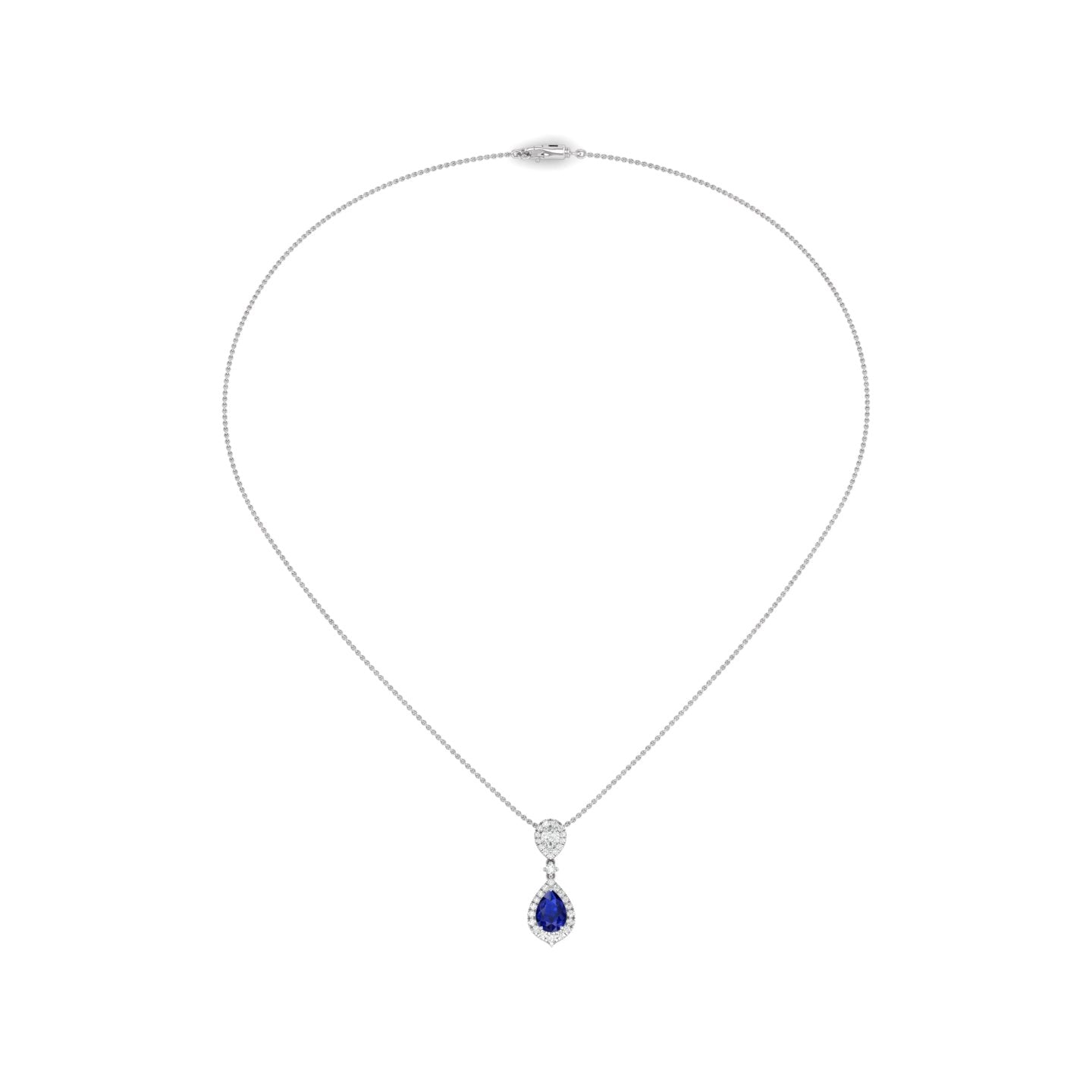 Blue Sapphire and Diamond Halo Pendant