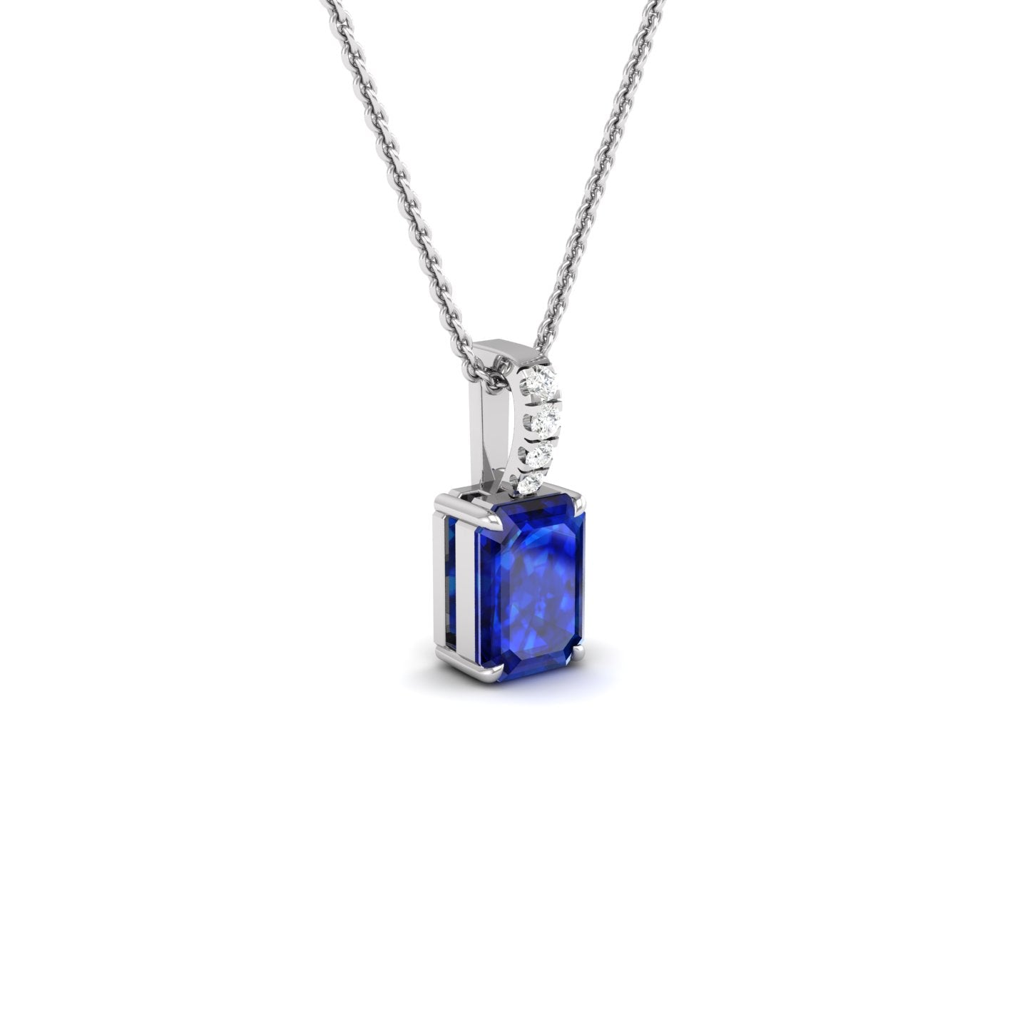 Blue Sapphire and Diamond Pendant