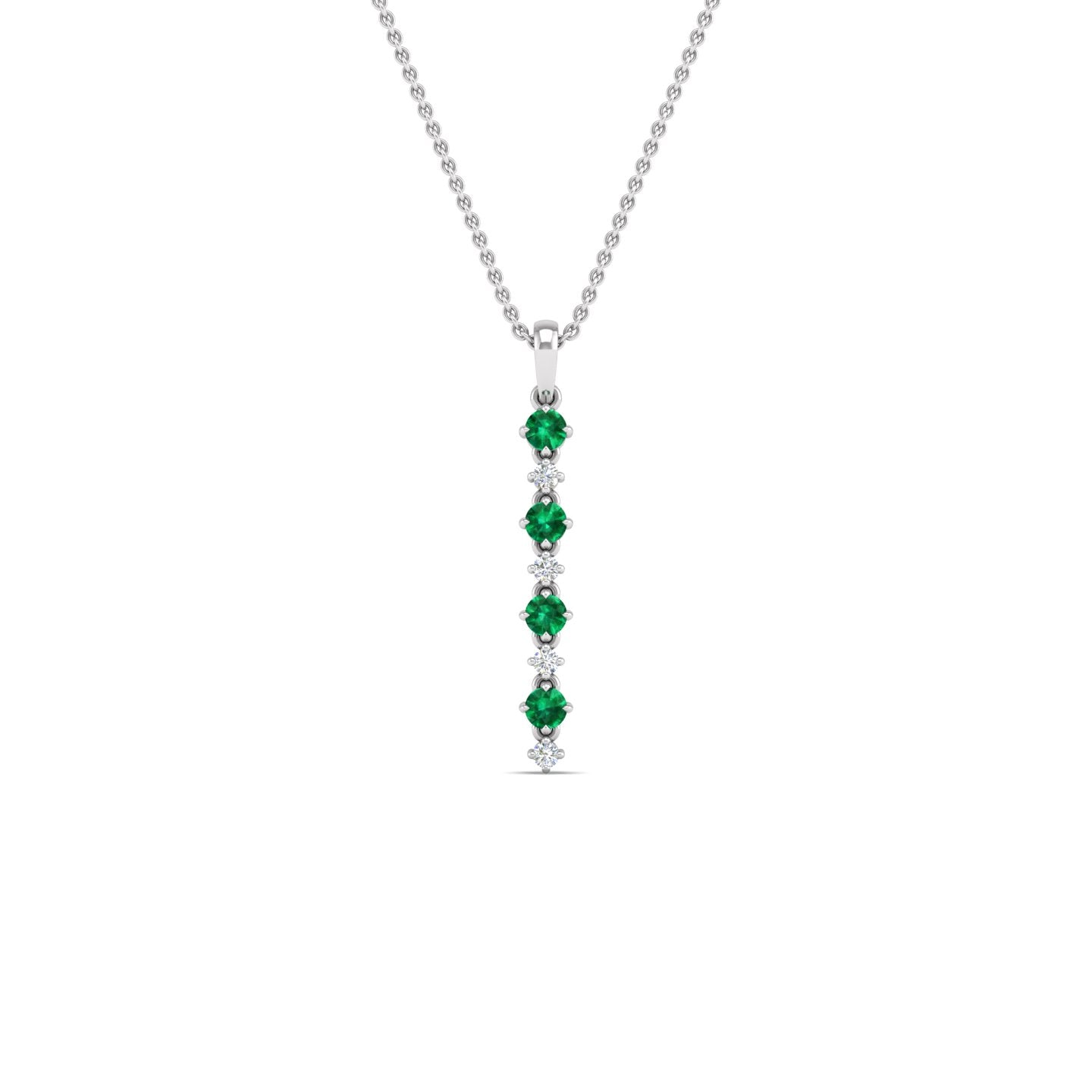 Emerald and Diamond Alternating Vertical Pendant