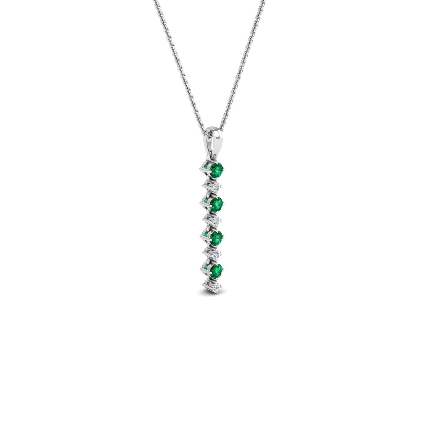 Emerald and Diamond Alternating Vertical Pendant