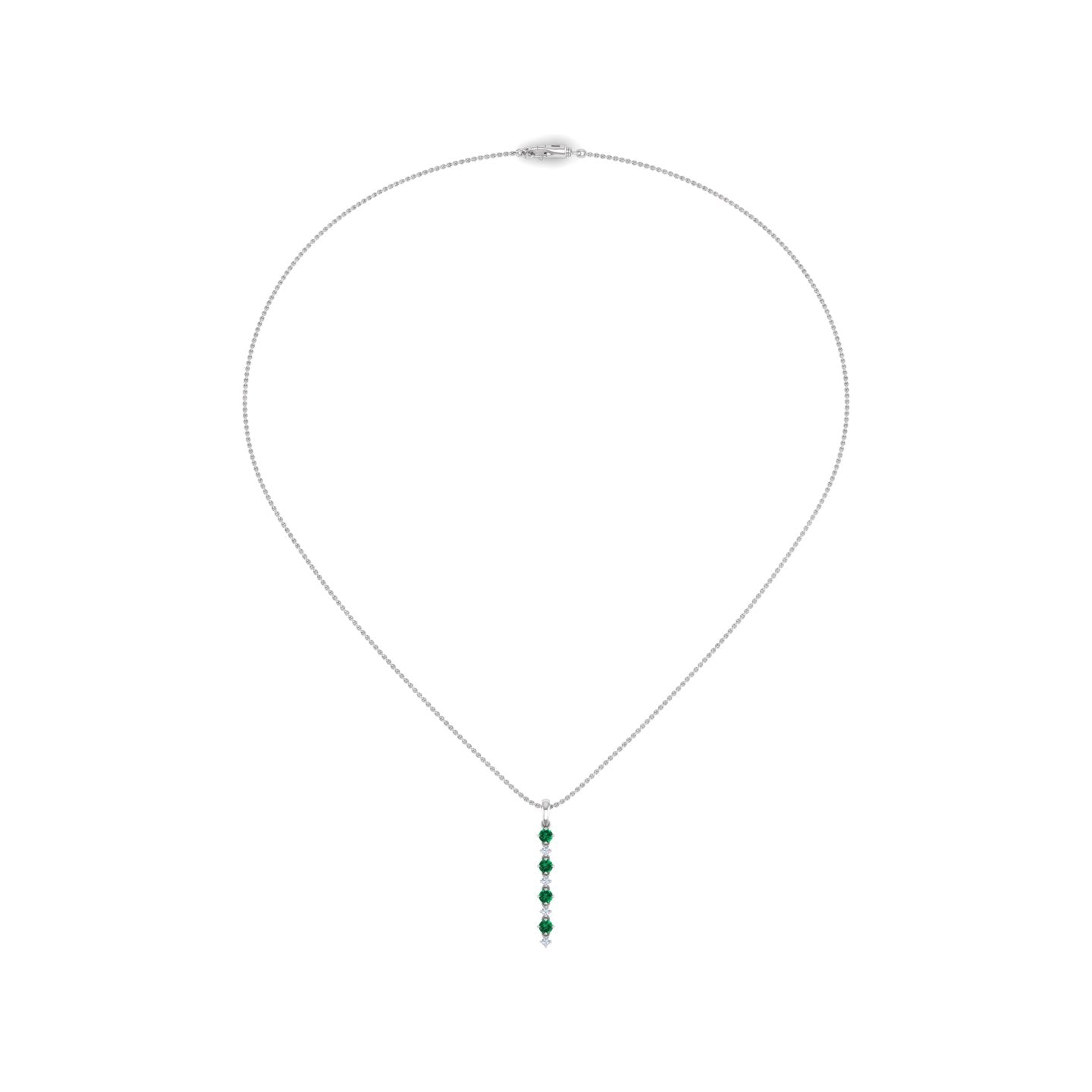 Emerald and Diamond Alternating Vertical Pendant