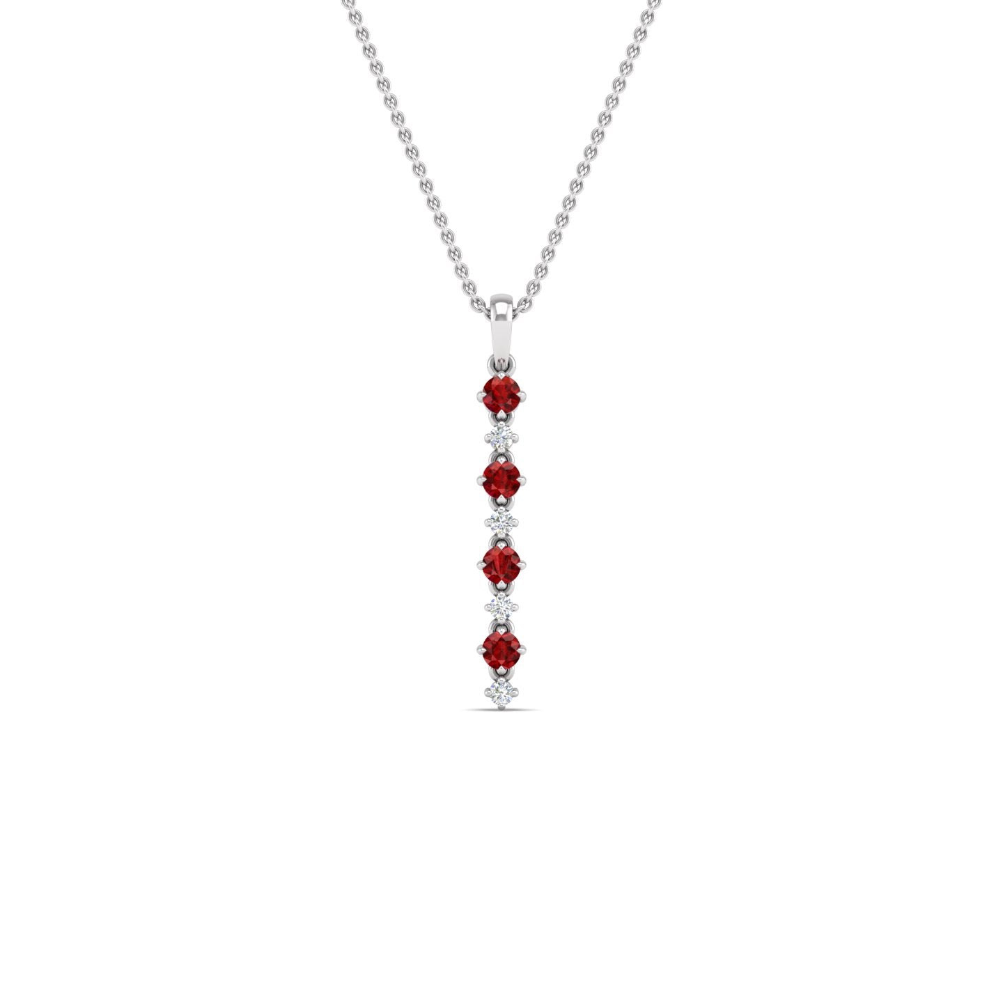 Ruby and Diamond Alternating Vertical Pendant