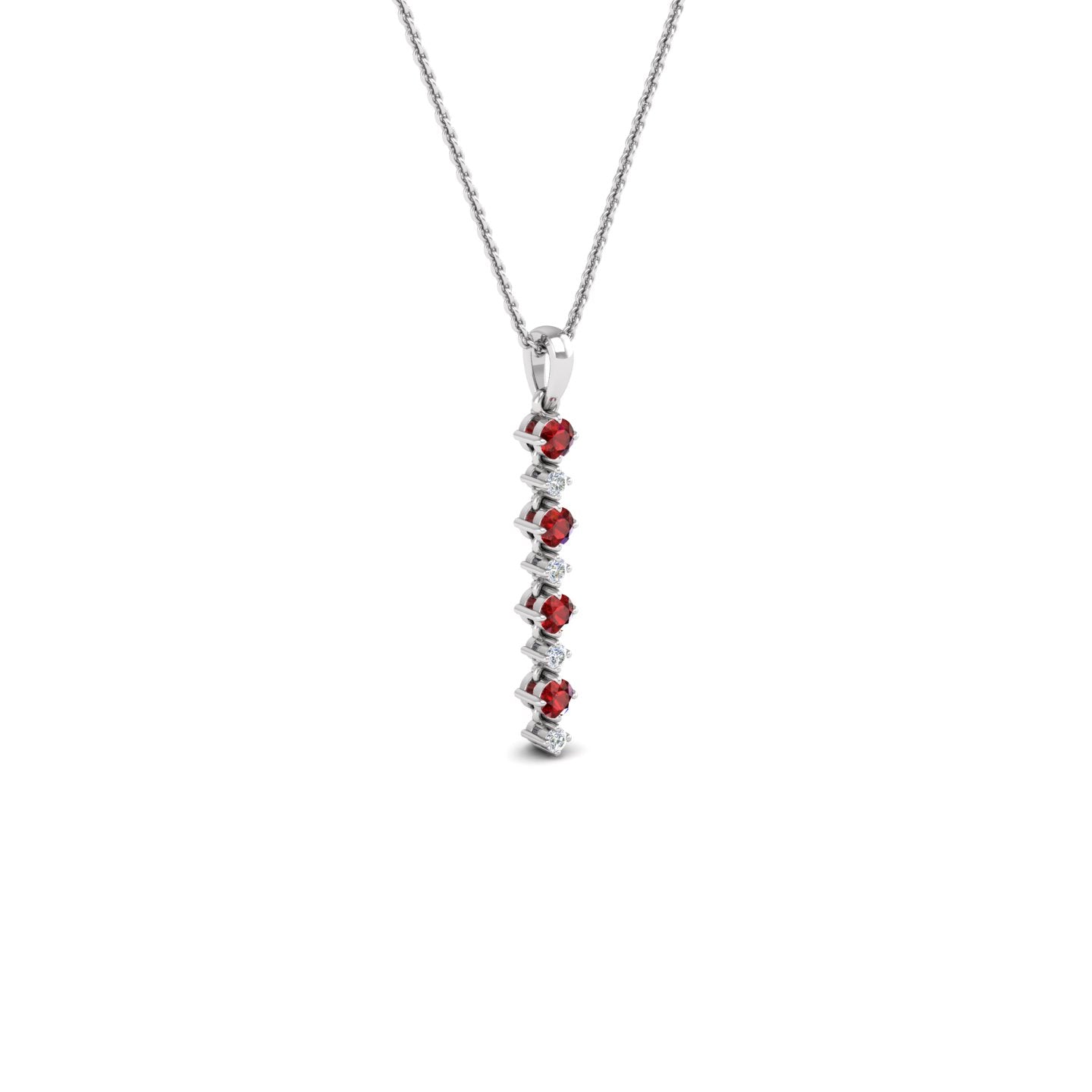 Ruby and Diamond Alternating Vertical Pendant