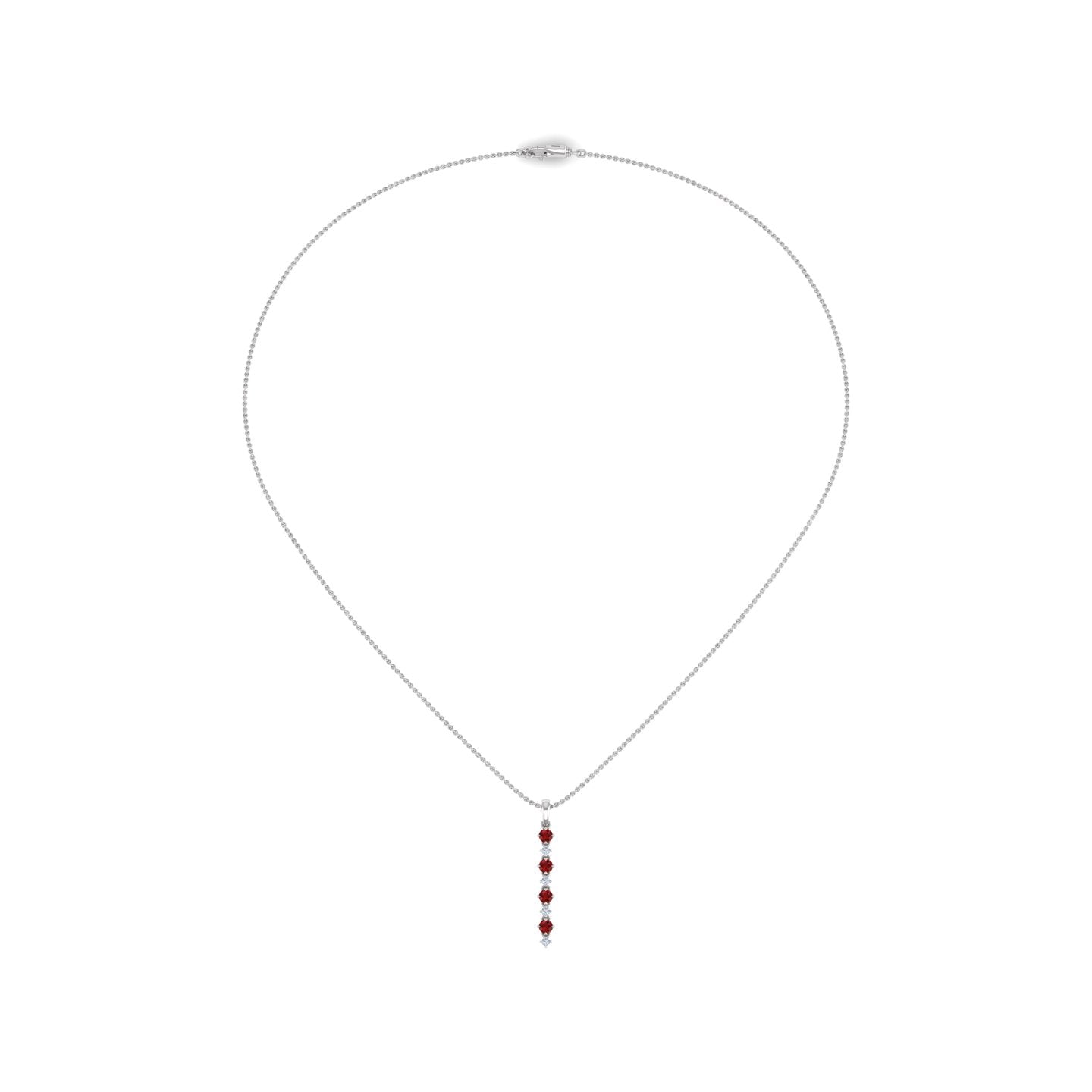 Ruby and Diamond Alternating Vertical Pendant