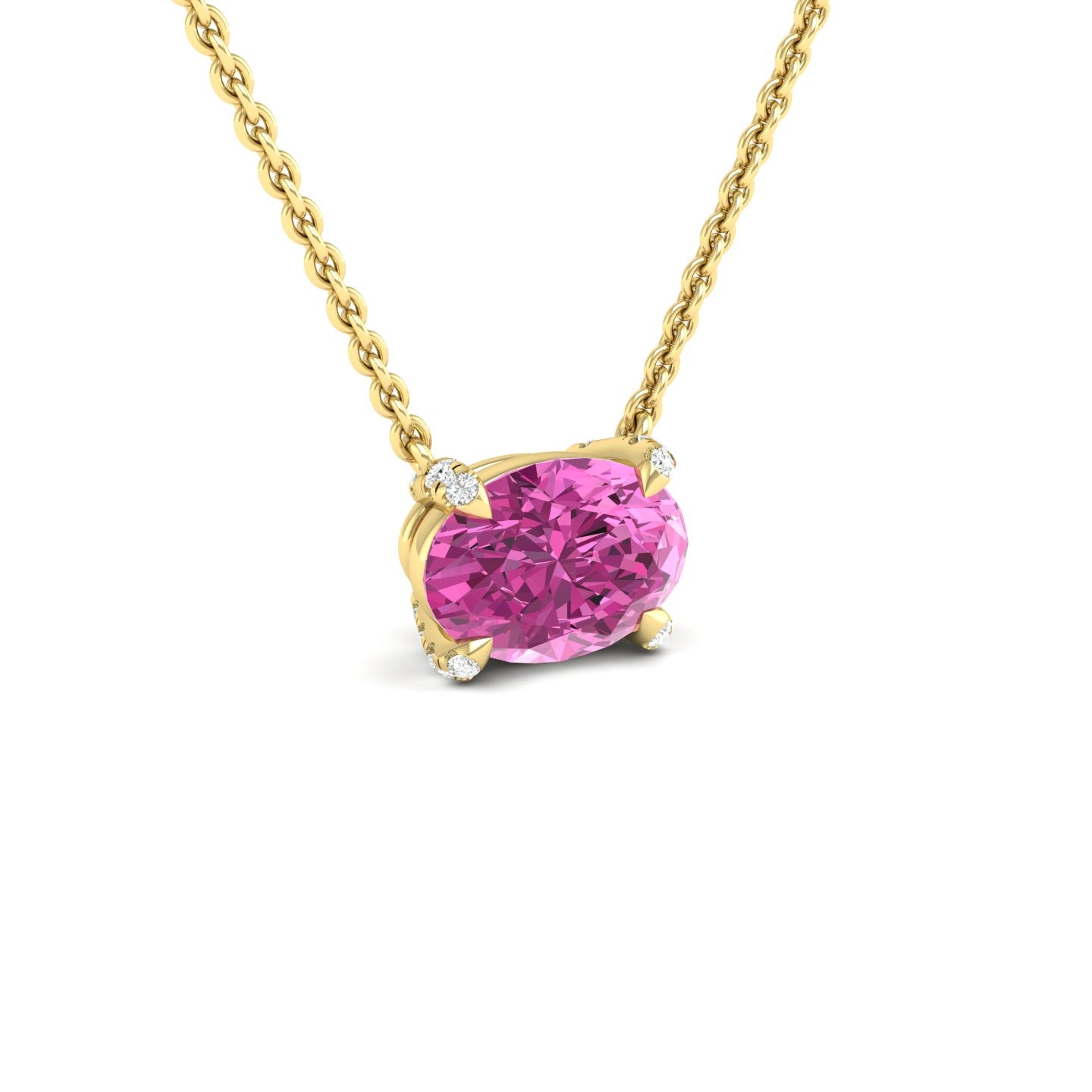 Pink Sapphire and Diamond Pendant