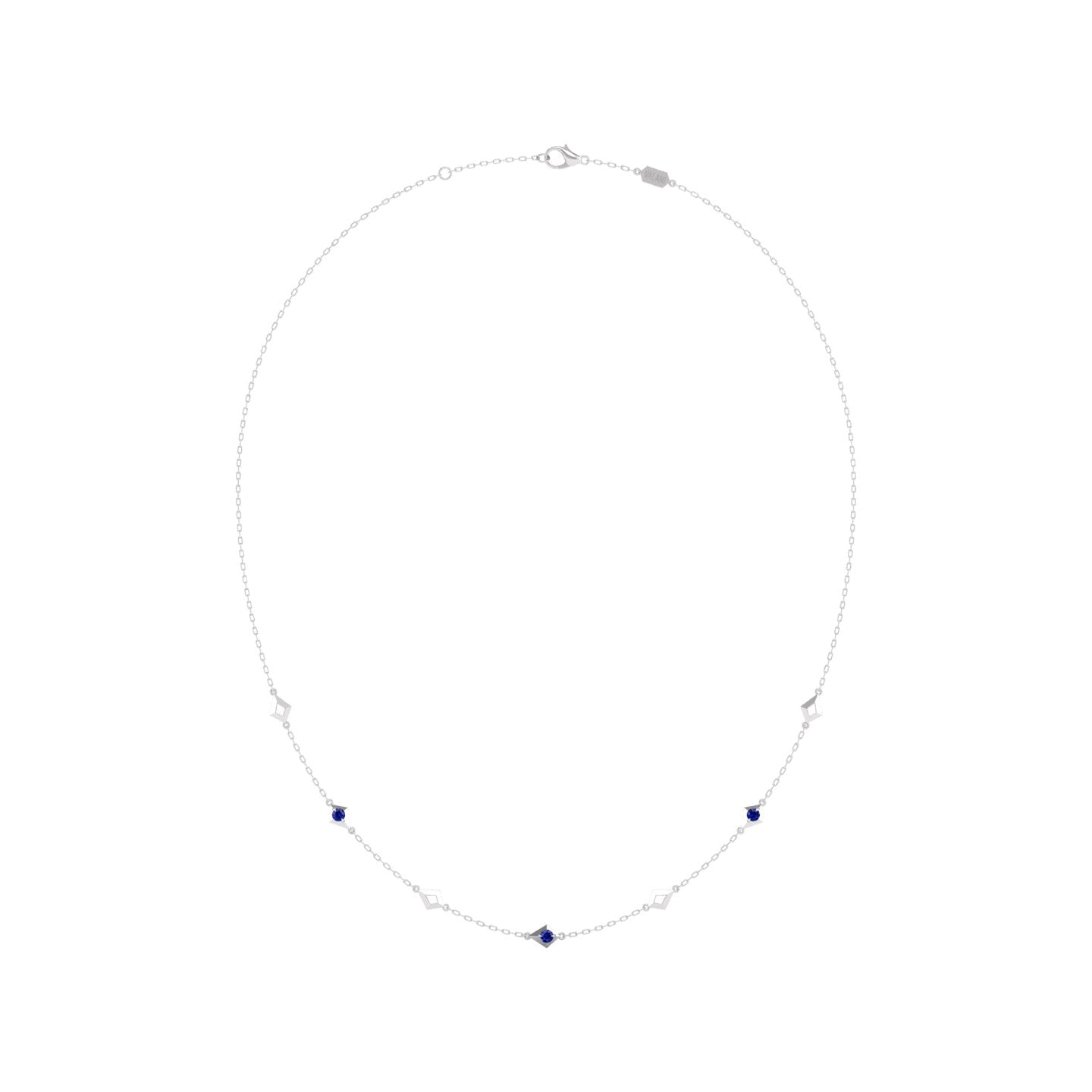 Blue Sapphire Station Chain Necklace